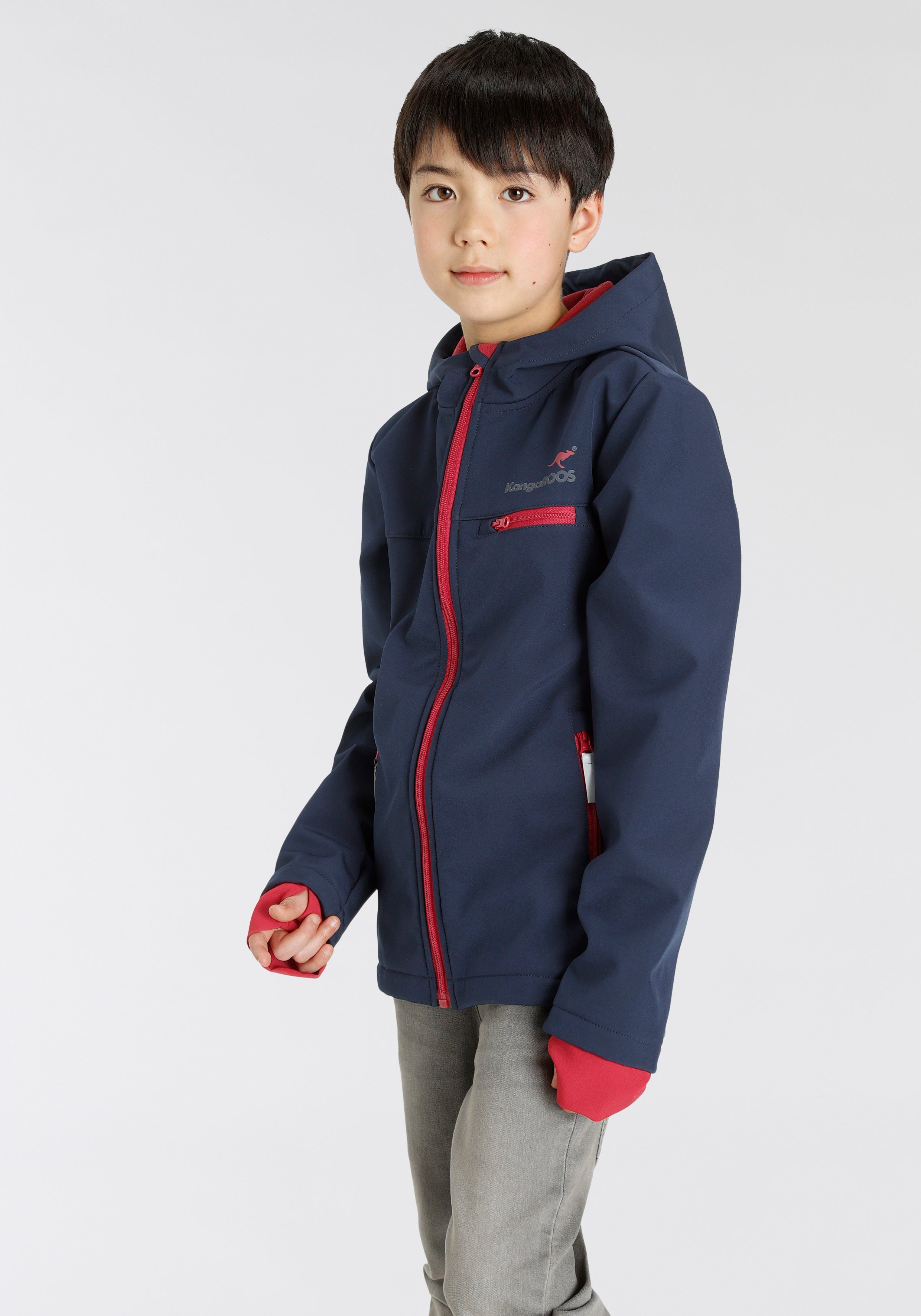 KangaROOS Softshell-jack sportieve stijl, waterafstotend, windafstotend, duimopeningen