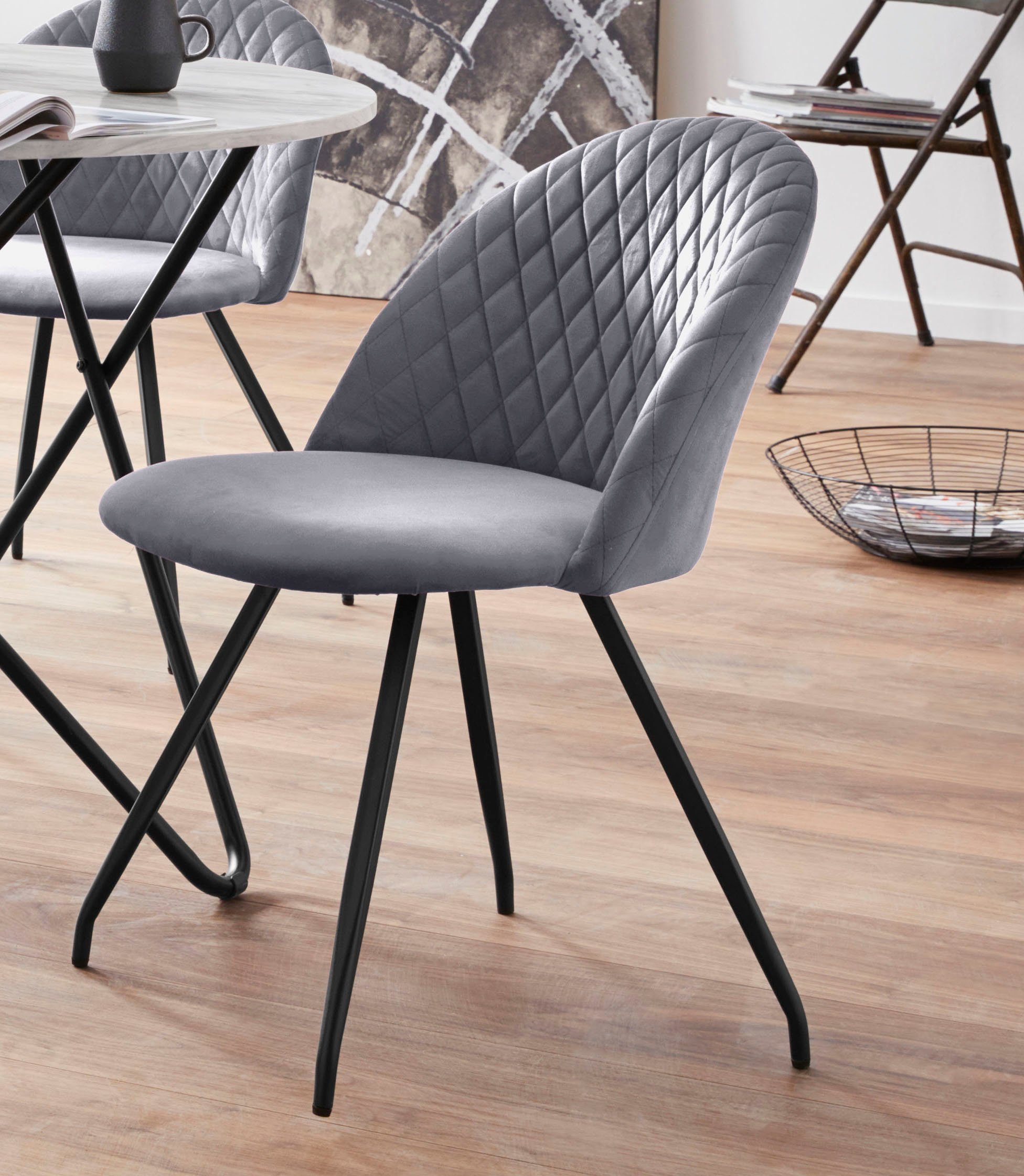 INOSIGN Eethoek Emmajonas moderne ronde tafel in marmerlook (set, 5-delig)