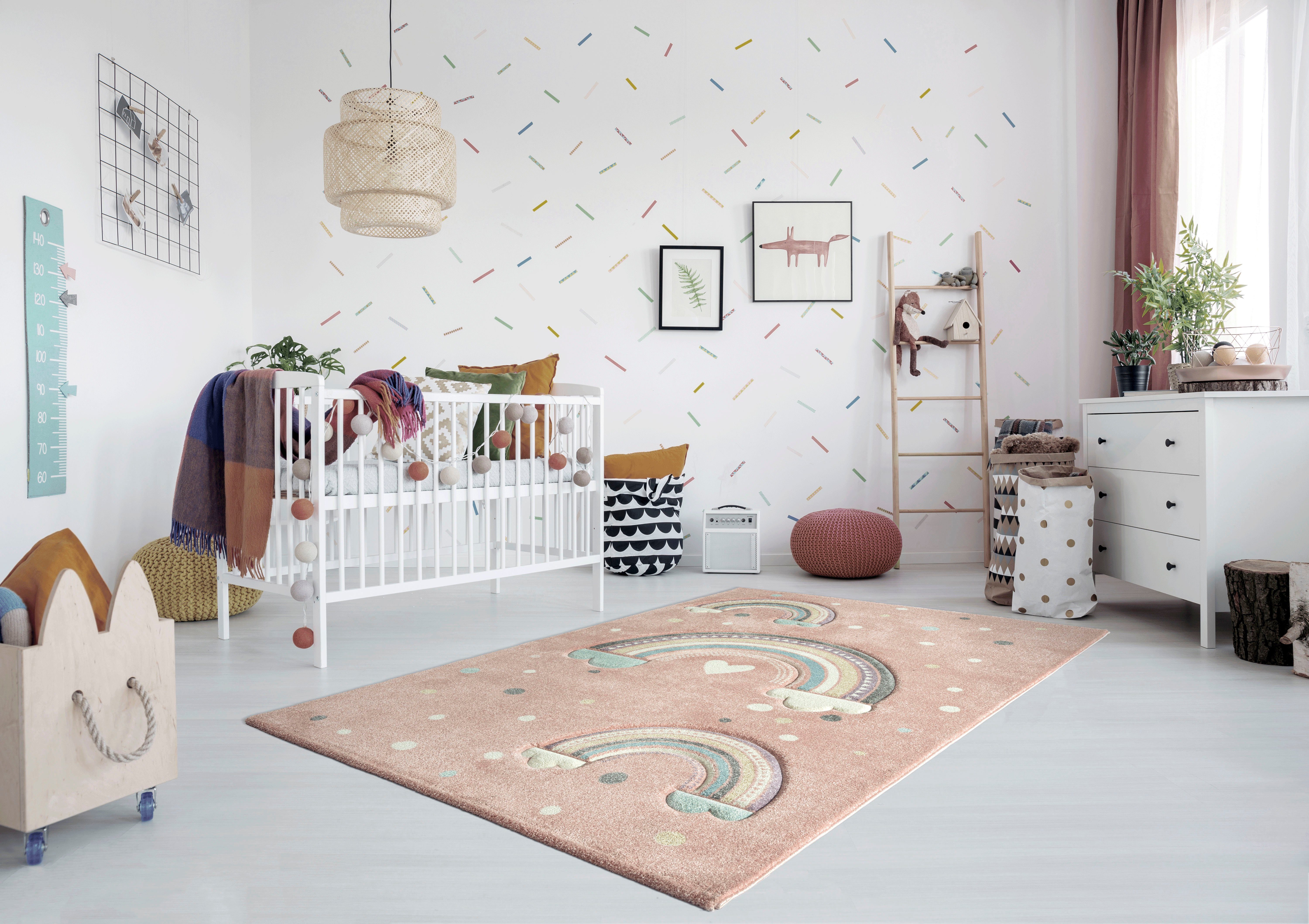 Lüttenhütt Kindervloerkleed Regenboog Laagpolig vloerkleed, zachte touch, ideale vloerkleden voor de kinderkamer