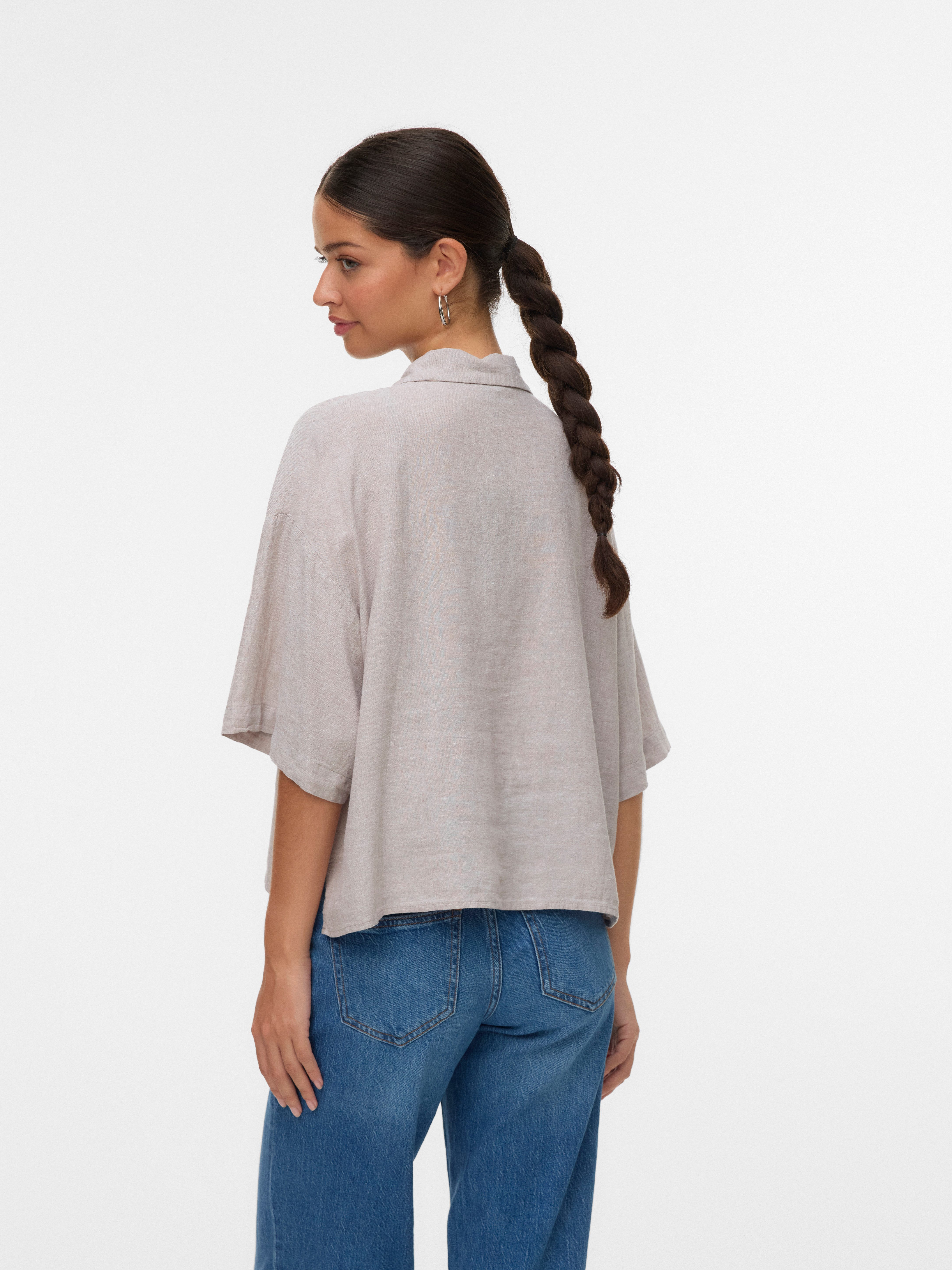 Vero Moda Overhemdblouse VMLINN LINEN 2/4 SHORT SHIRT WVN NOOS