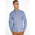 tommy hilfiger overhemd met lange mouwen natural soft micro chk sf shirt blauw
