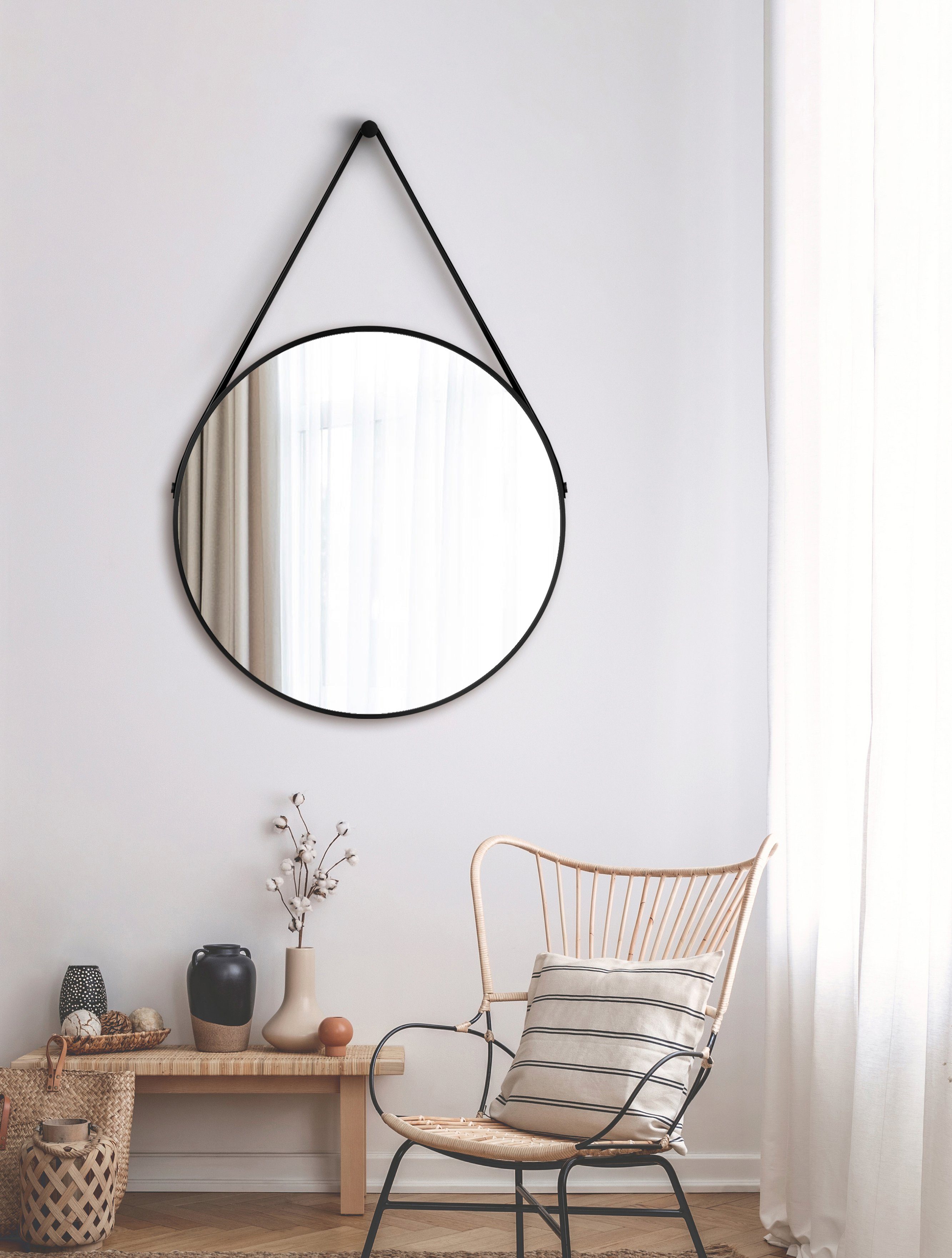 Talos Wandspiegel decoratieve ronde spiegel met aluminiumframe, ø 80 cm