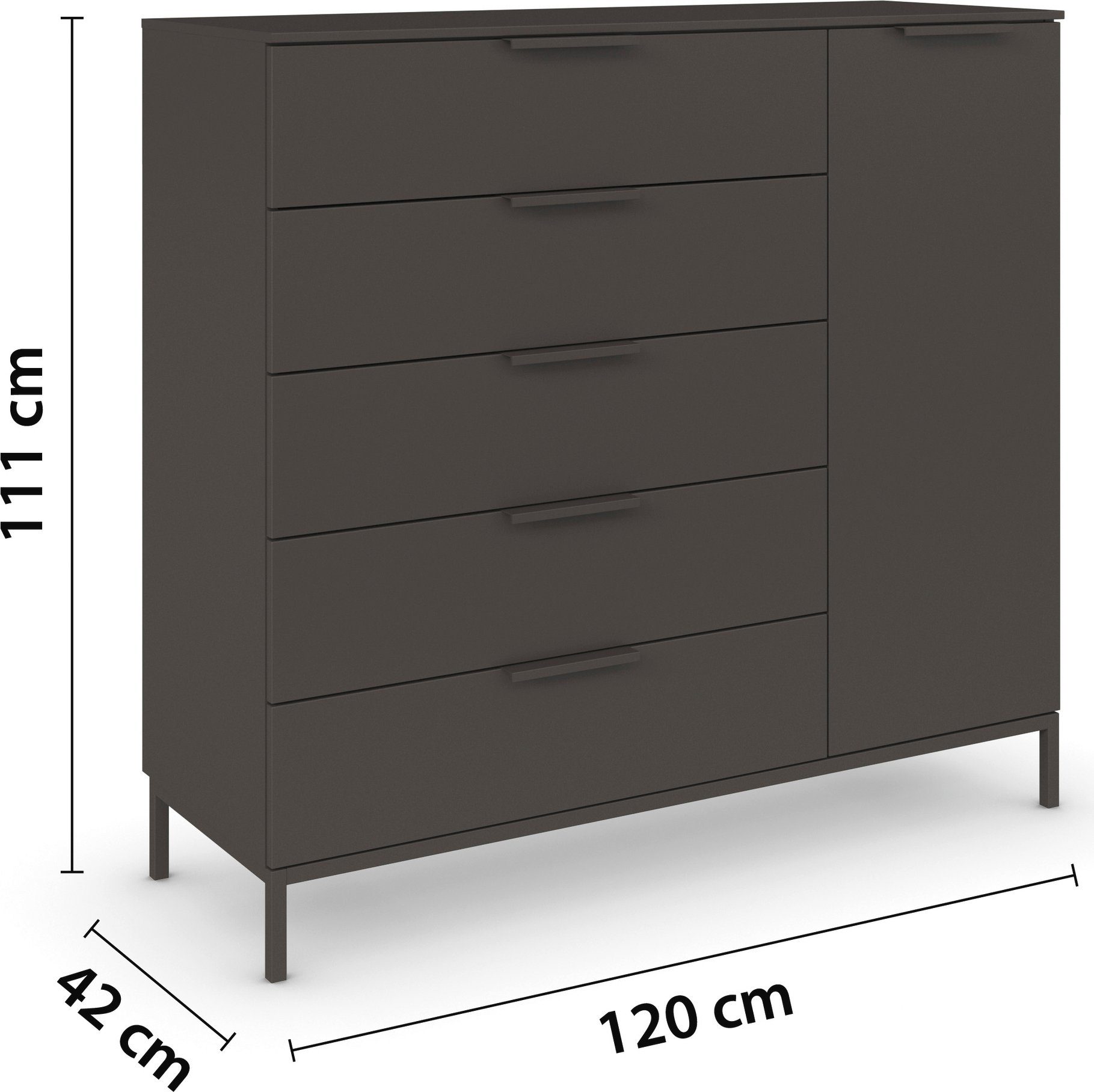 rauch Kast met laden en deuren Flipp 1 deurs met 5 laden en soft-close functie