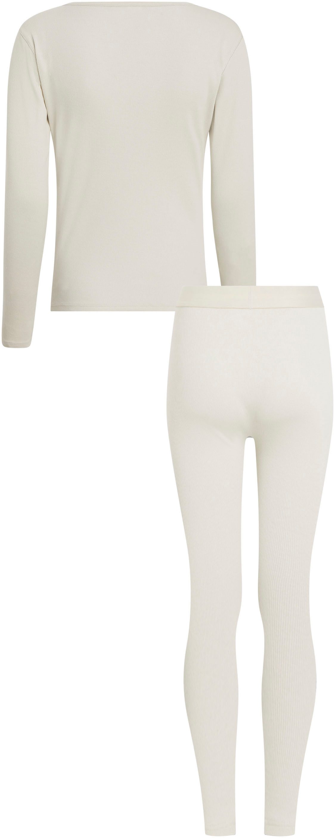 Calvin Klein Huispak L S HENLEY & LEGGING met diepe halsuitsnijding en knoopsluiting (set 2-delig)
