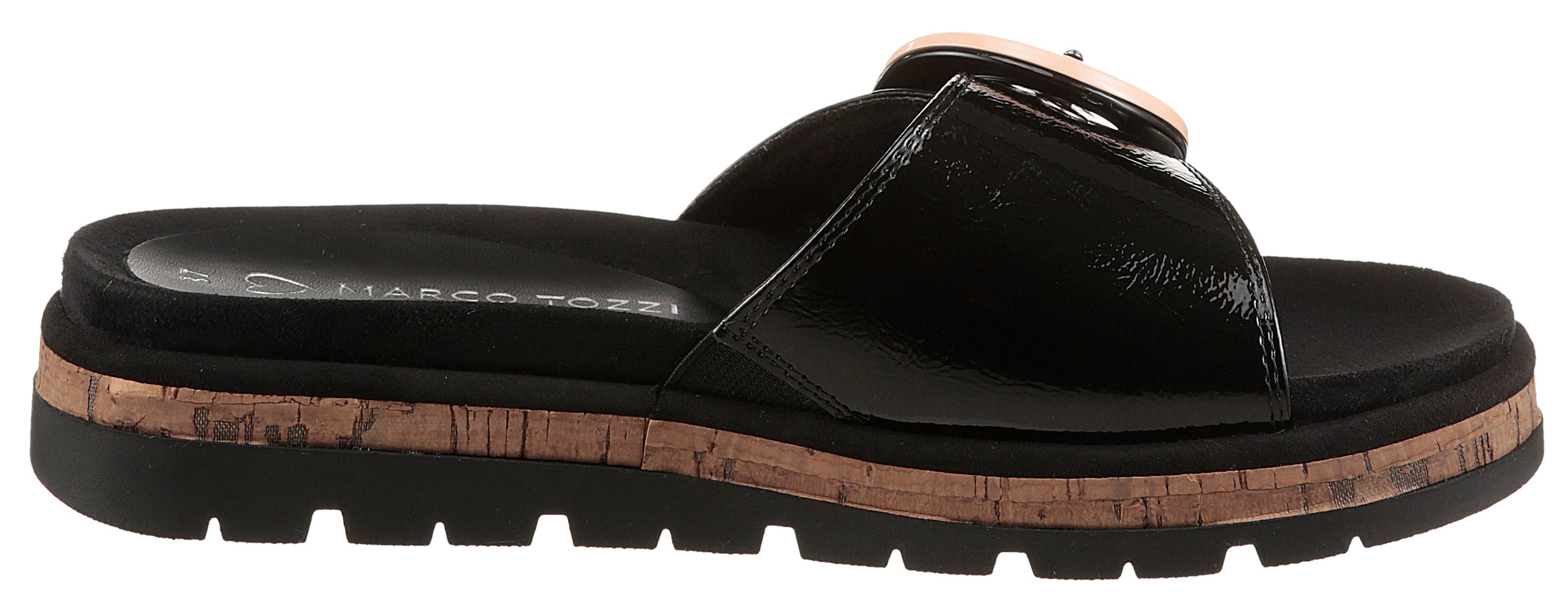 Marco Tozzi Slippers , plateau, zomerschoen, instapschoen met decoratieve gesp