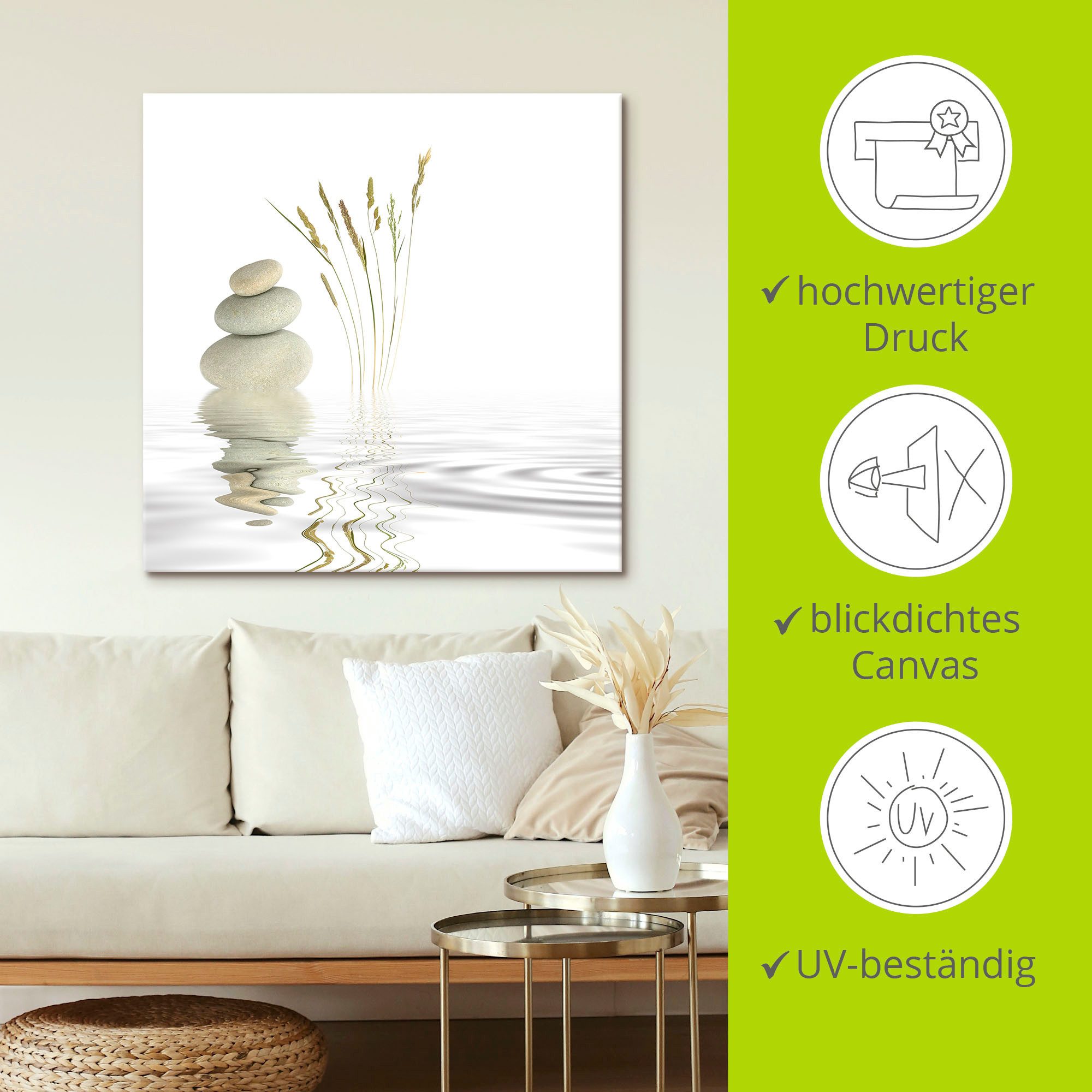 Artland Artprint Zen vrede als artprint van aluminium, artprint voor buiten, artprint op linnen, poster, muursticker