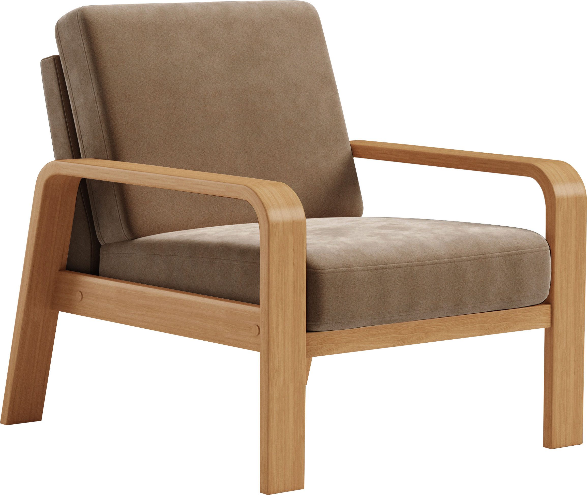 sit&more Fauteuil Kolding Armleuningen van eikenkleurig beukenhout, verschillende bekledingen en kleuren