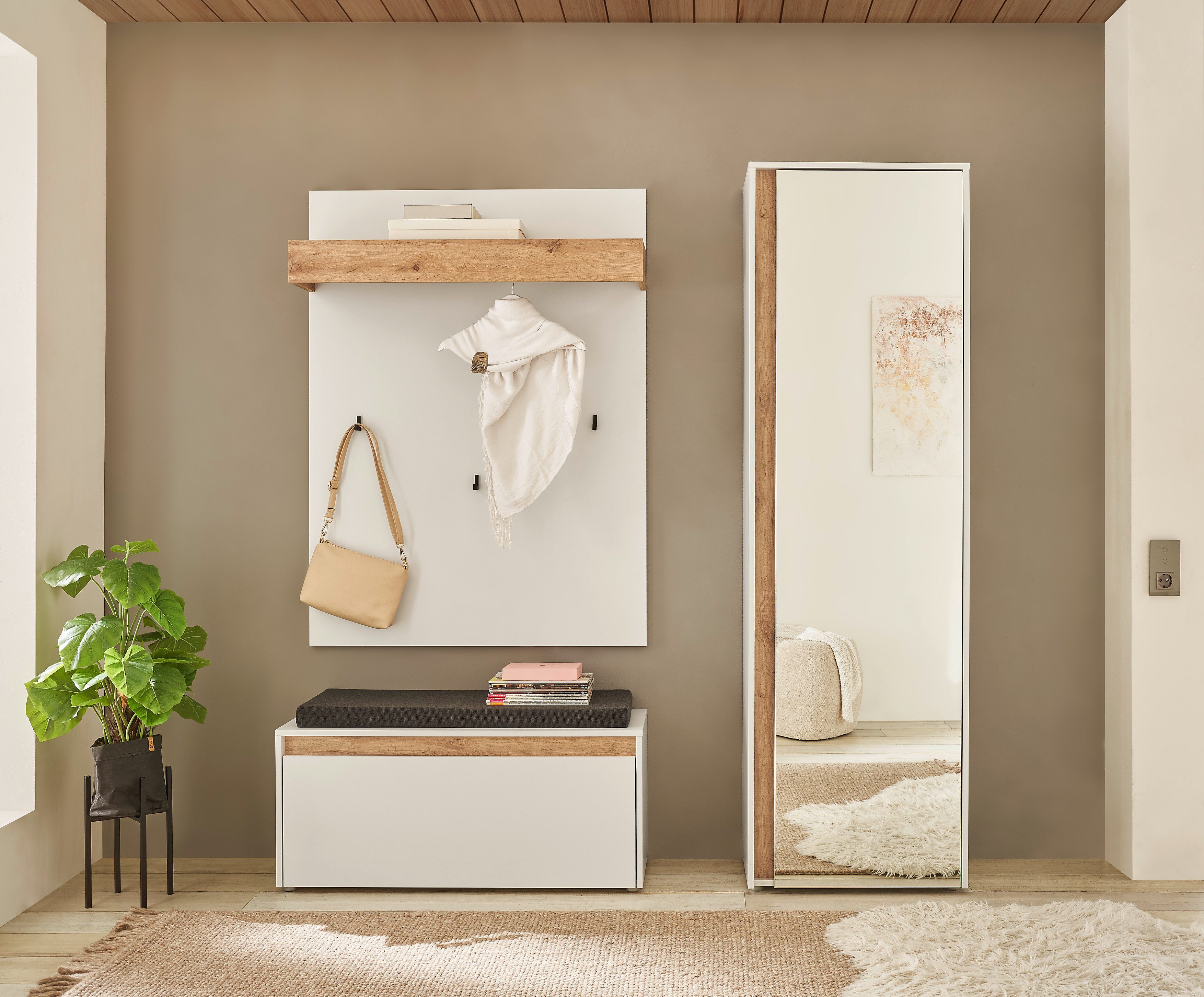 INOSIGN Halmeubelset GIRON/ CiTY, Garderobe in Wotan Eik, moderne garderobekast (complete set, 3-delig)