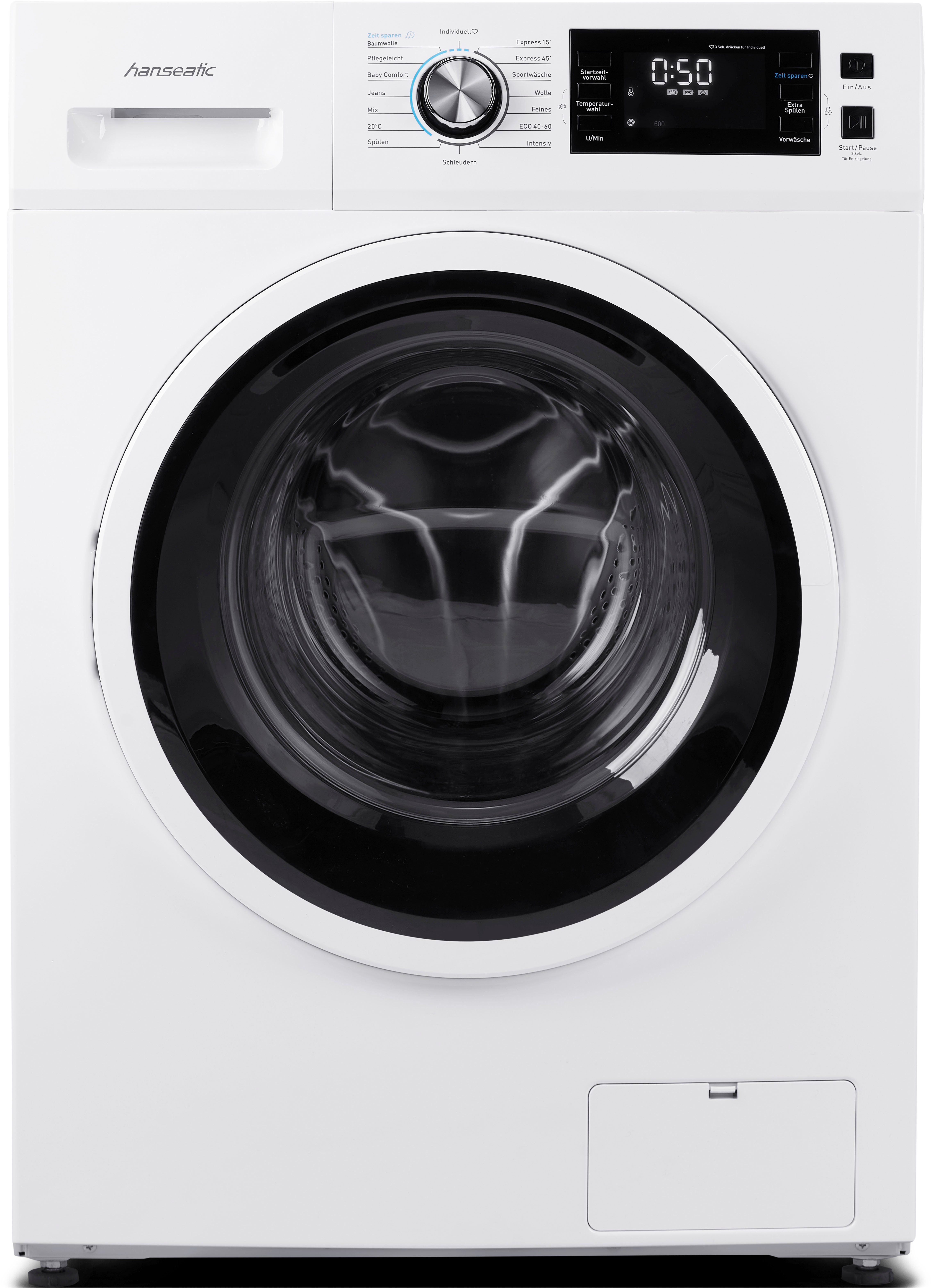 Hanseatic Wasmachine HWMB714C, Voorprogrammeren starttijd, herlaadfunctie