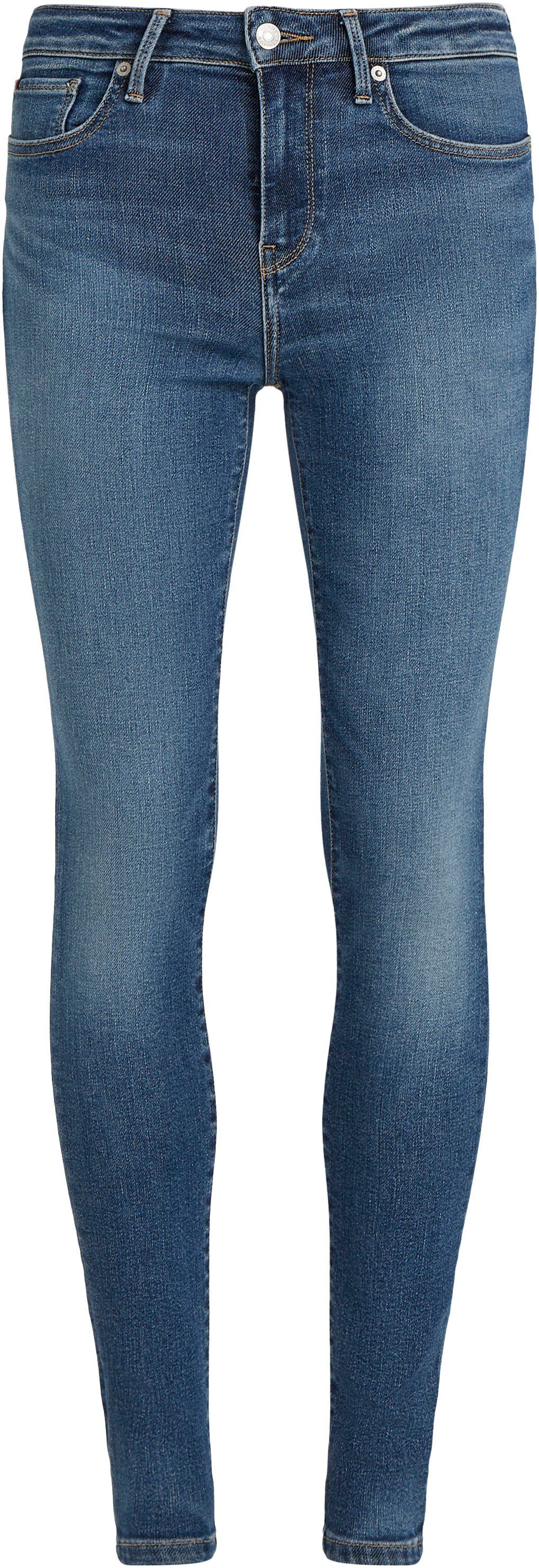 Tommy Hilfiger Skinny fit jeans COMO SKINNY RW BLACK met tommy hilfiger logo-badge