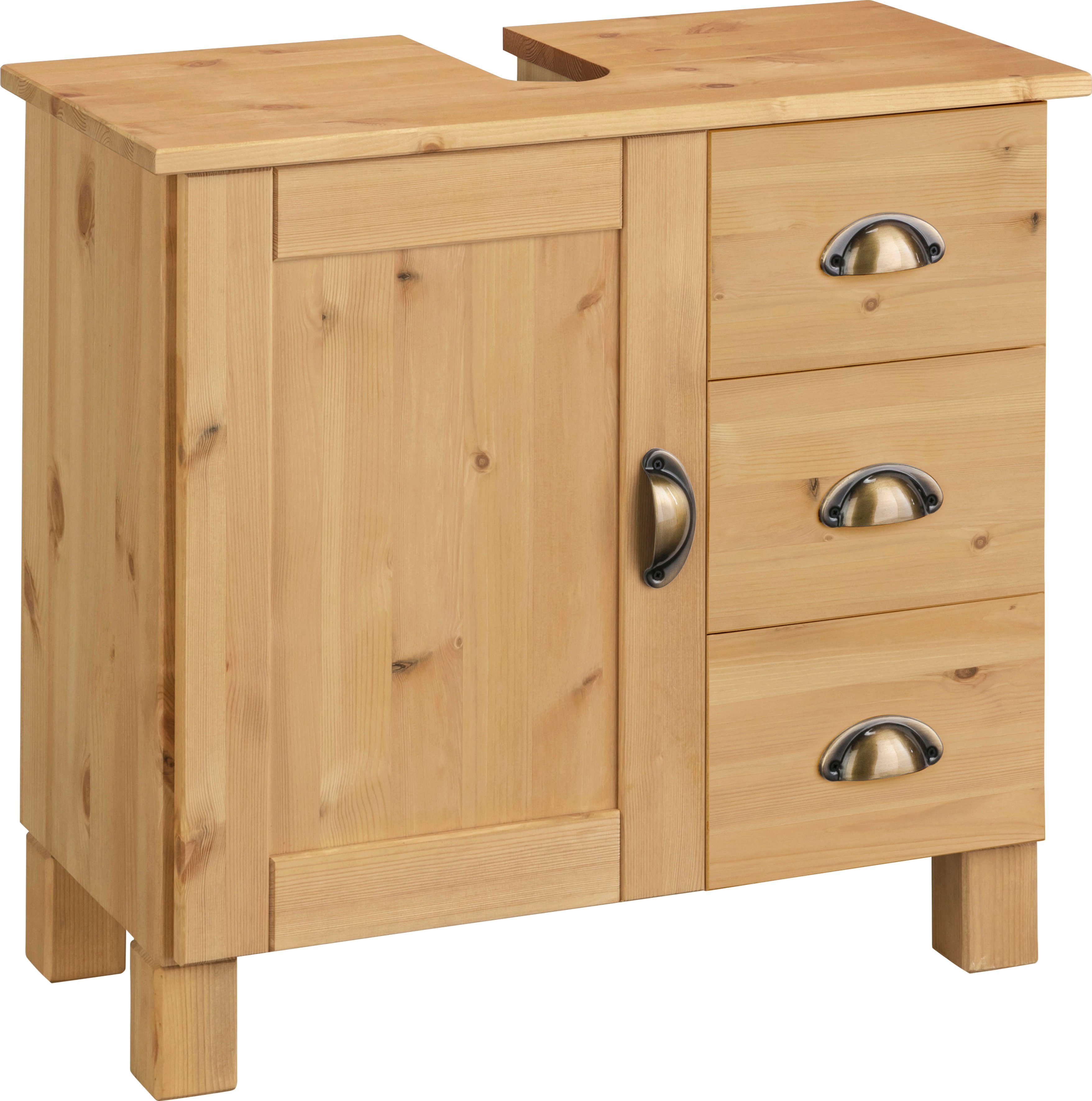 Home affaire Wastafelonderkast Oslo Grenen, 1 deur en 3 laden, breedte 60 cm, hoogte 55 cm keukenkast series beige