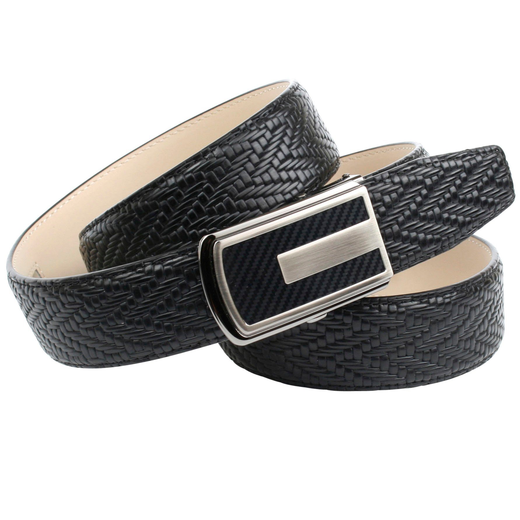 Anthoni Crown Leren riem met vlechtstempeling heren riemen maat 95 zwart