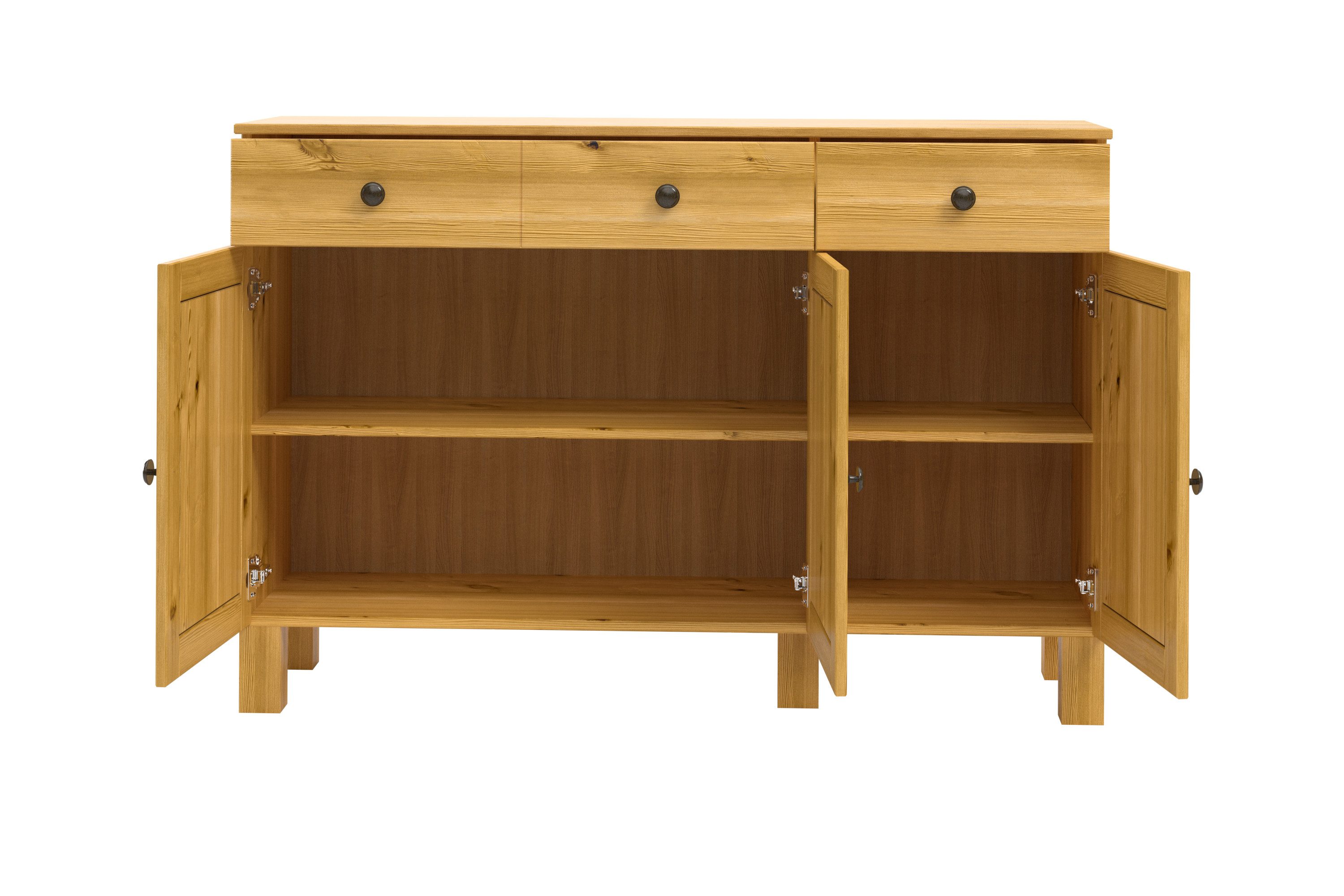 Home affaire Sidetable Alby2 Met 3 deuren, 3 lades en metalen grepen, breedte 125 cm