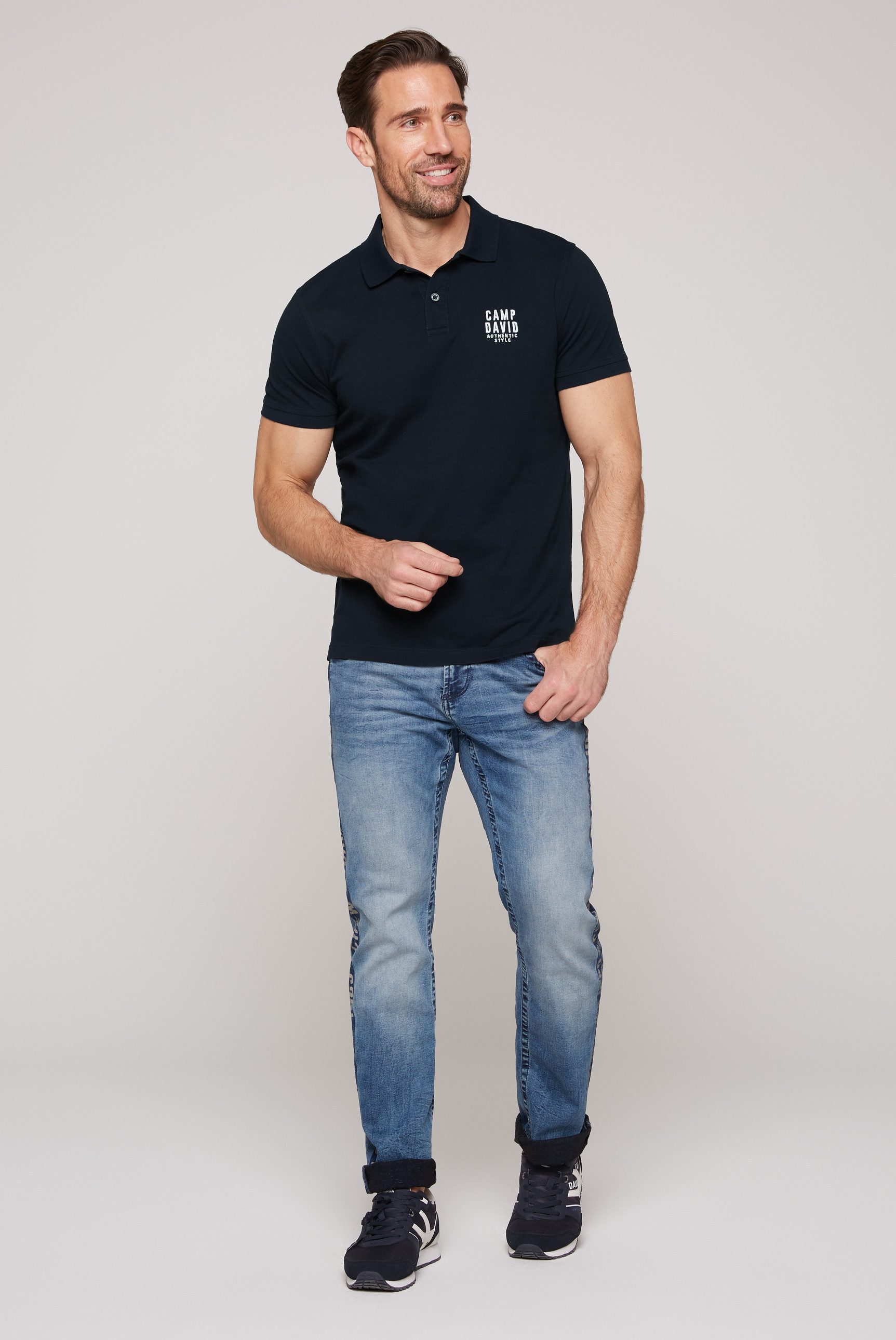 CAMP DAVID Poloshirt met kleine logo-borduursel op borsthoogte