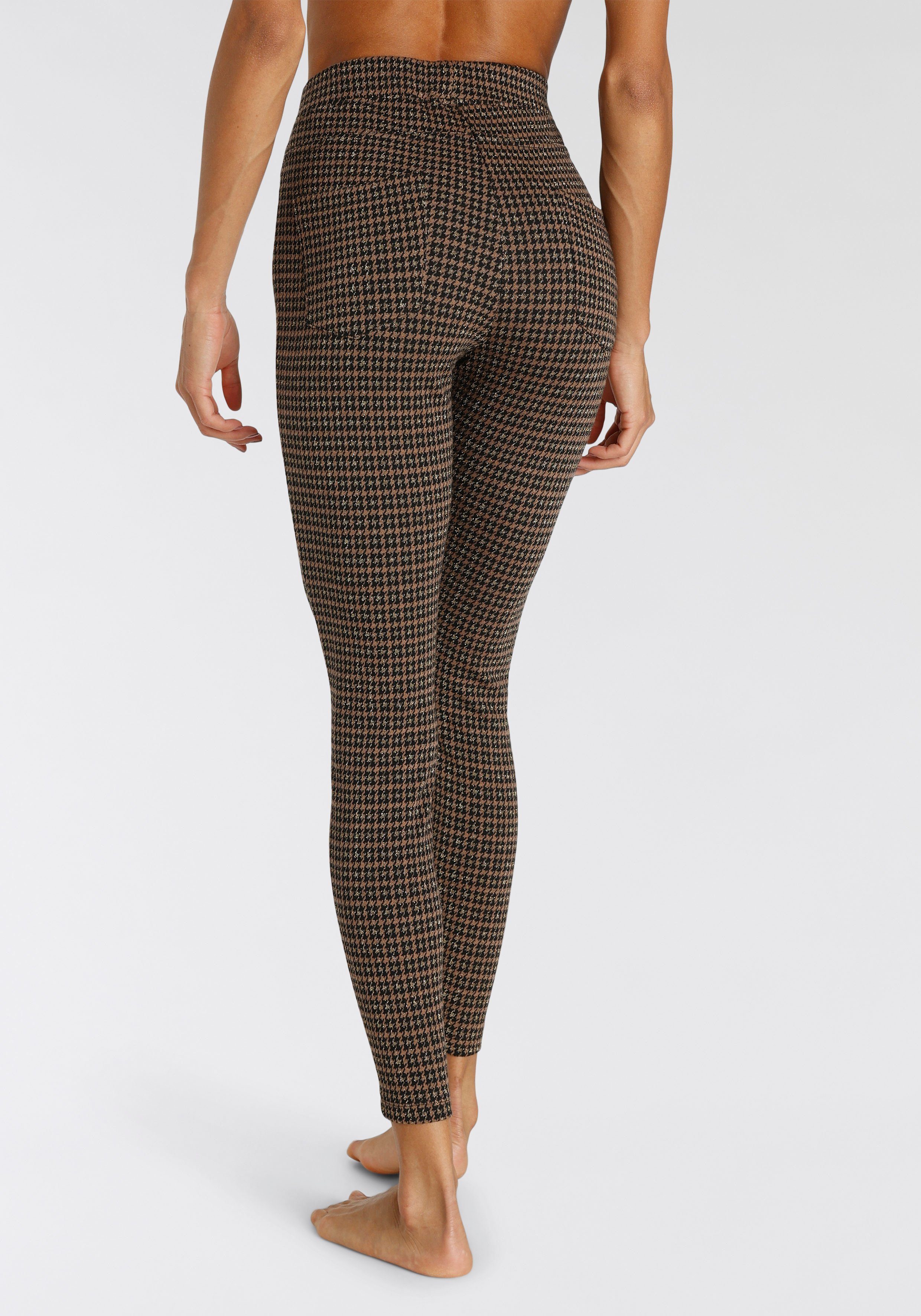 Lascana Legging met glinsterend houndstooth patroon