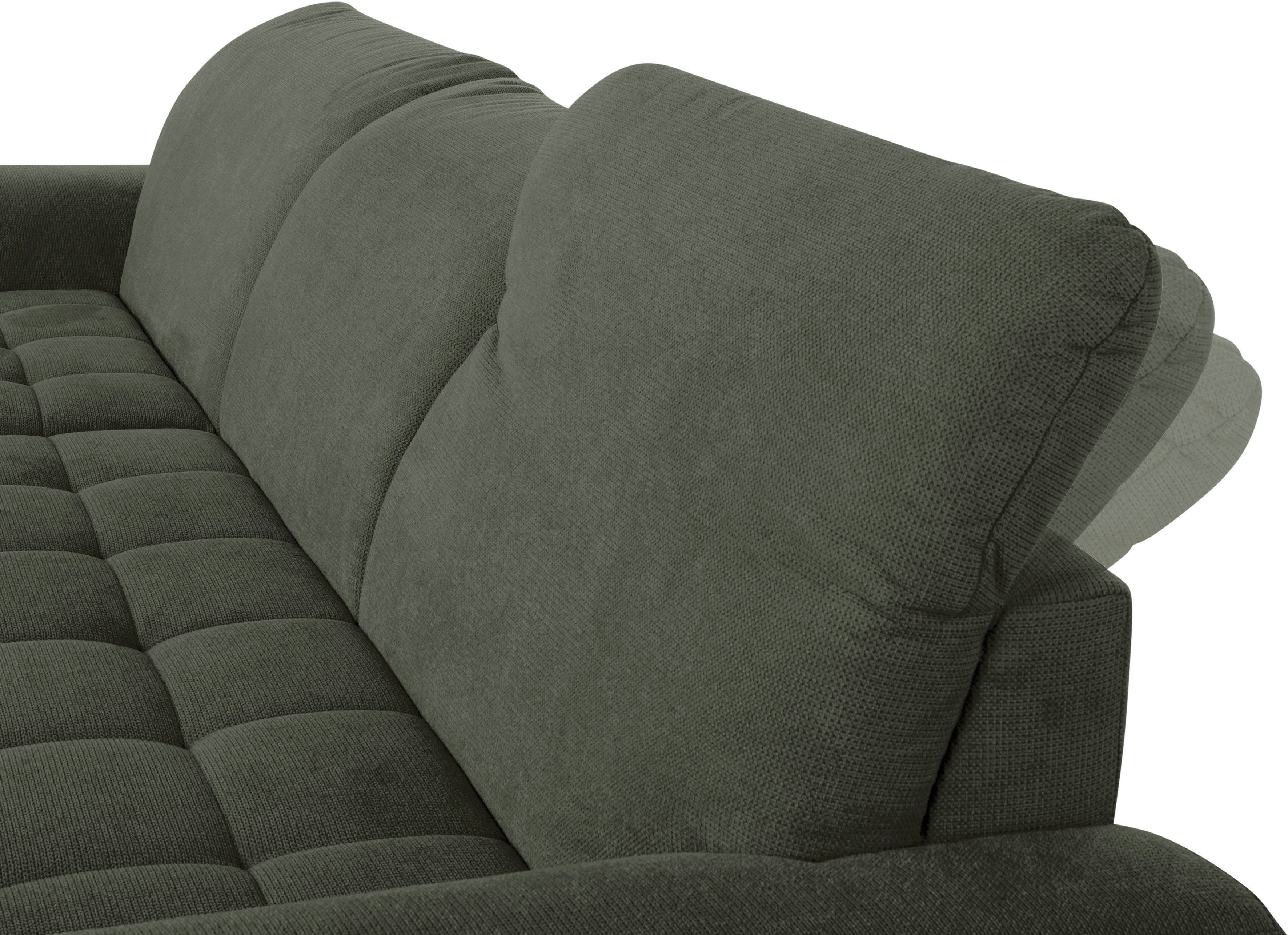 DOMO collection Hoekbank Franzi, zeitlos und elegant, moderne Sitzheftung, L-Form naar keuze met verstelbare hoofdsteun (dan diepte: 170 cm)