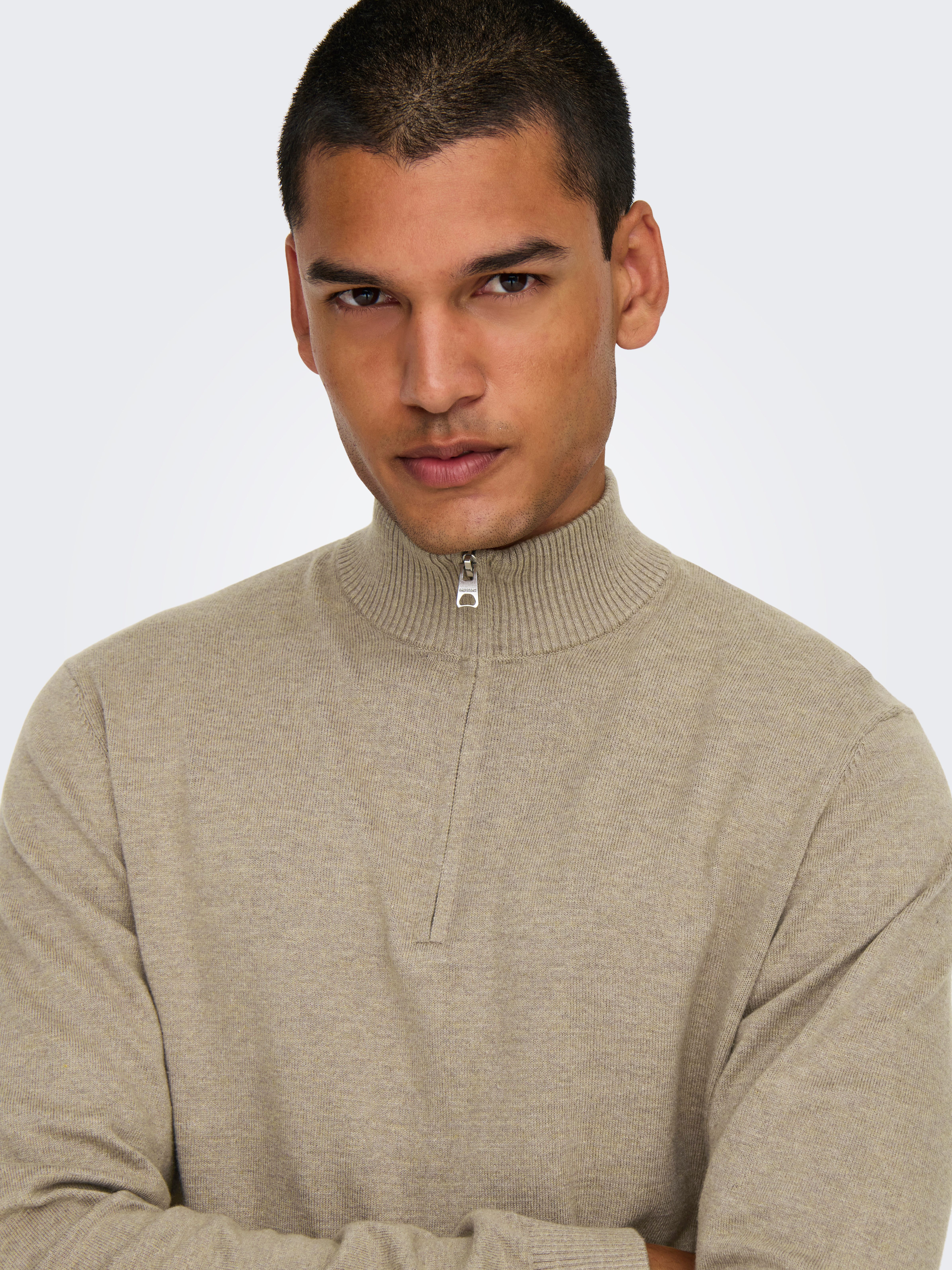ONLY & SONS Schipperstrui ONSLOUI REG 12 MEL HALF ZIP KNIT NOOS
