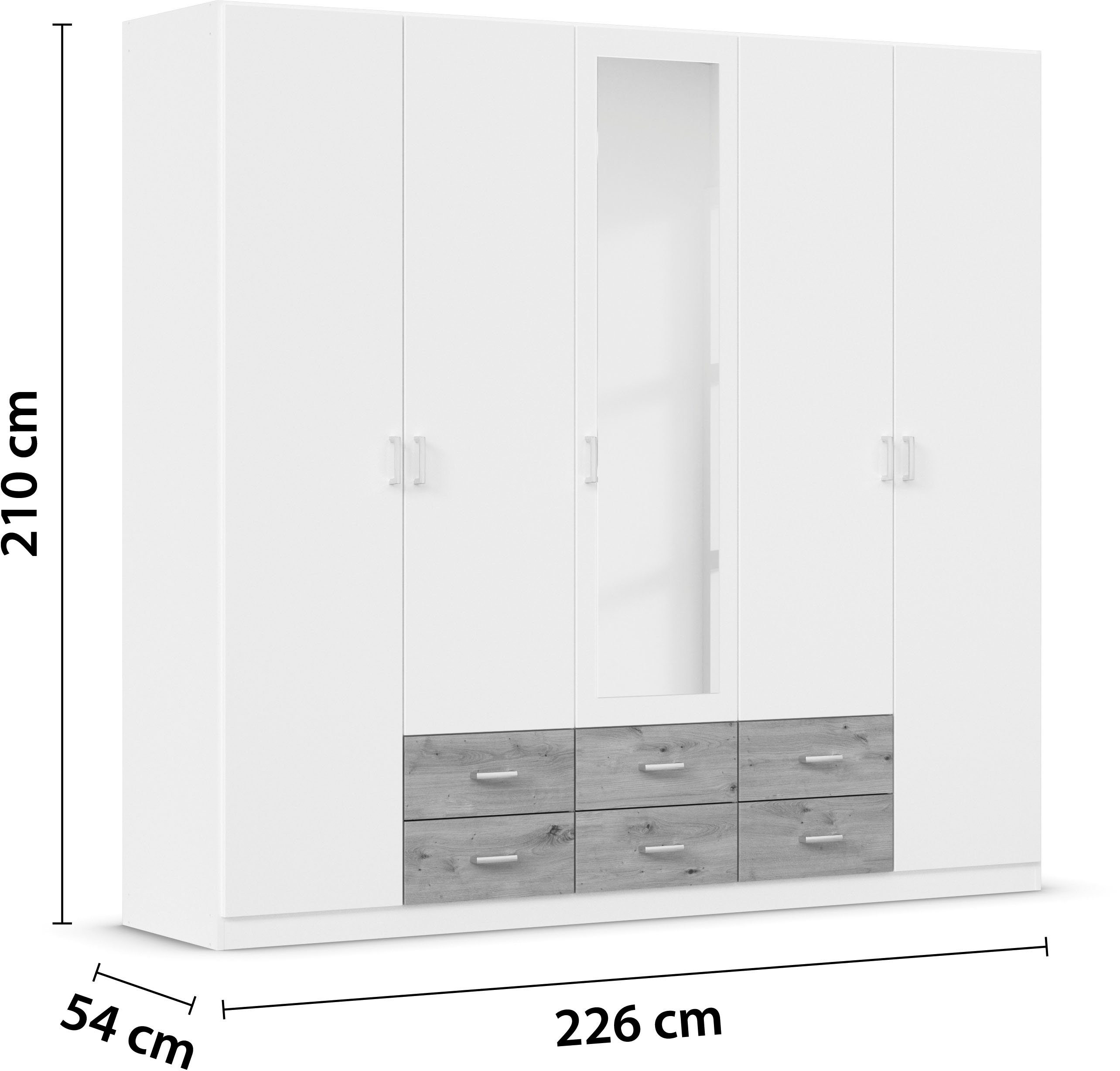 rauch Kledingkast Kast Garderobe Wasmand GAMMA in 3 Breedtes veel opbergruimte met 6 lades, met spiegel topseller made in germany