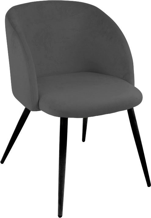 Paroli Stoel met armleuningen Dali (set van 2 of 4), met velours-overtrek en in 2 framekleuren (set)