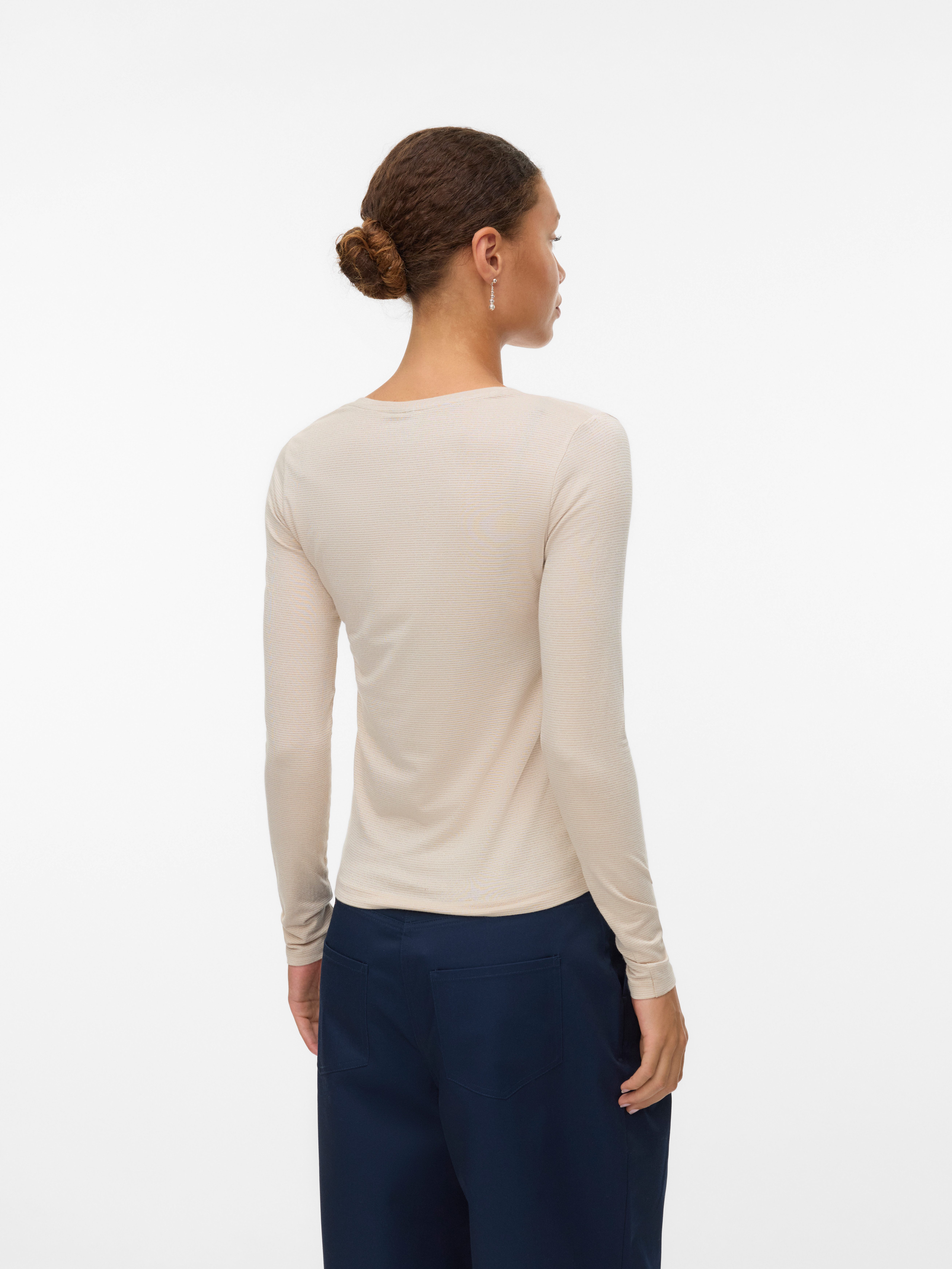 Vero Moda Shirt met lange mouwen VMLAVA GLITTER LS V-NECK TOP STRIPE NOOS
