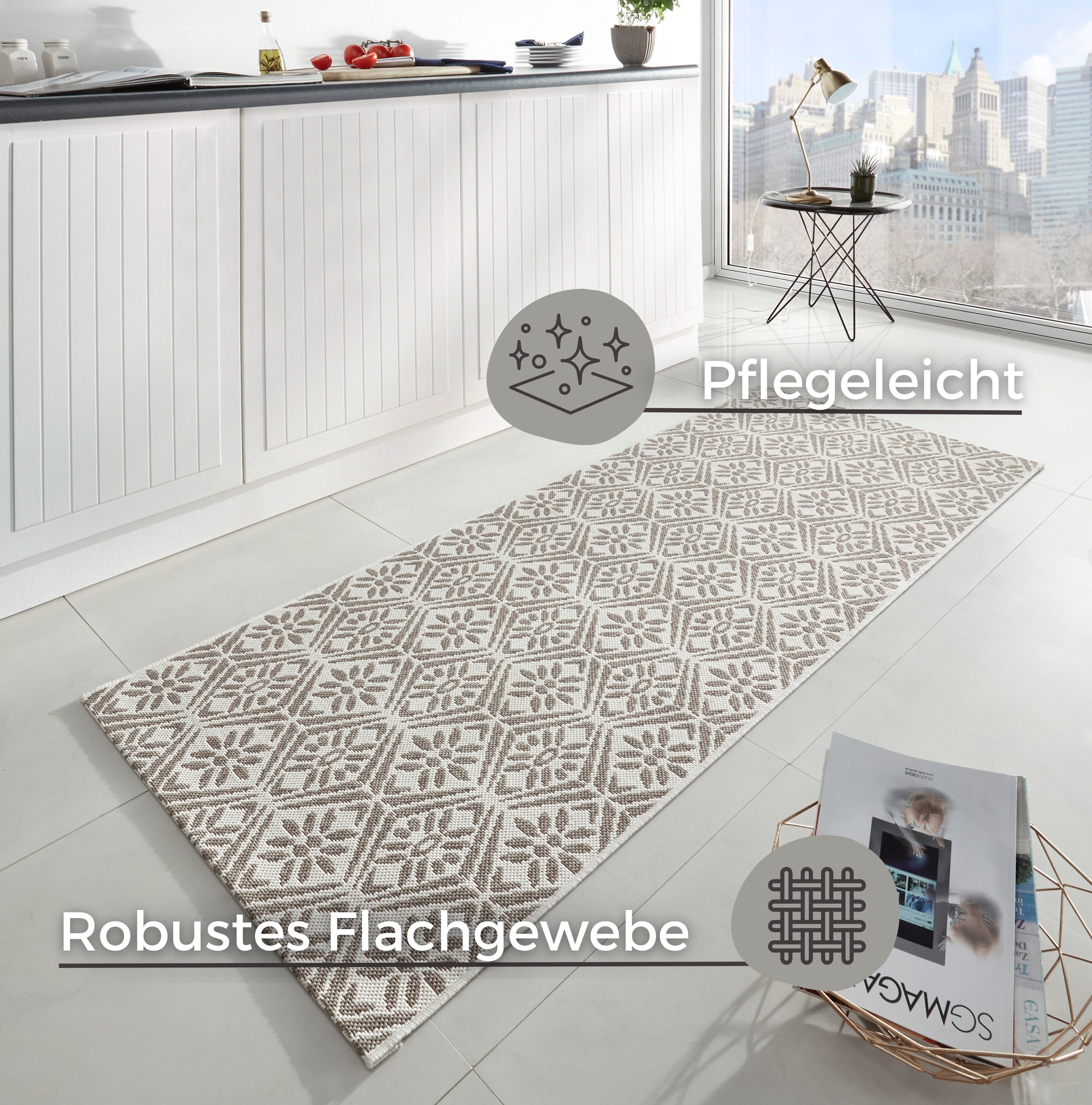 HANSE Home Loper Creation Loper, keukenloper, vloerkleed, wasbaar, keuken, hal, ruiten