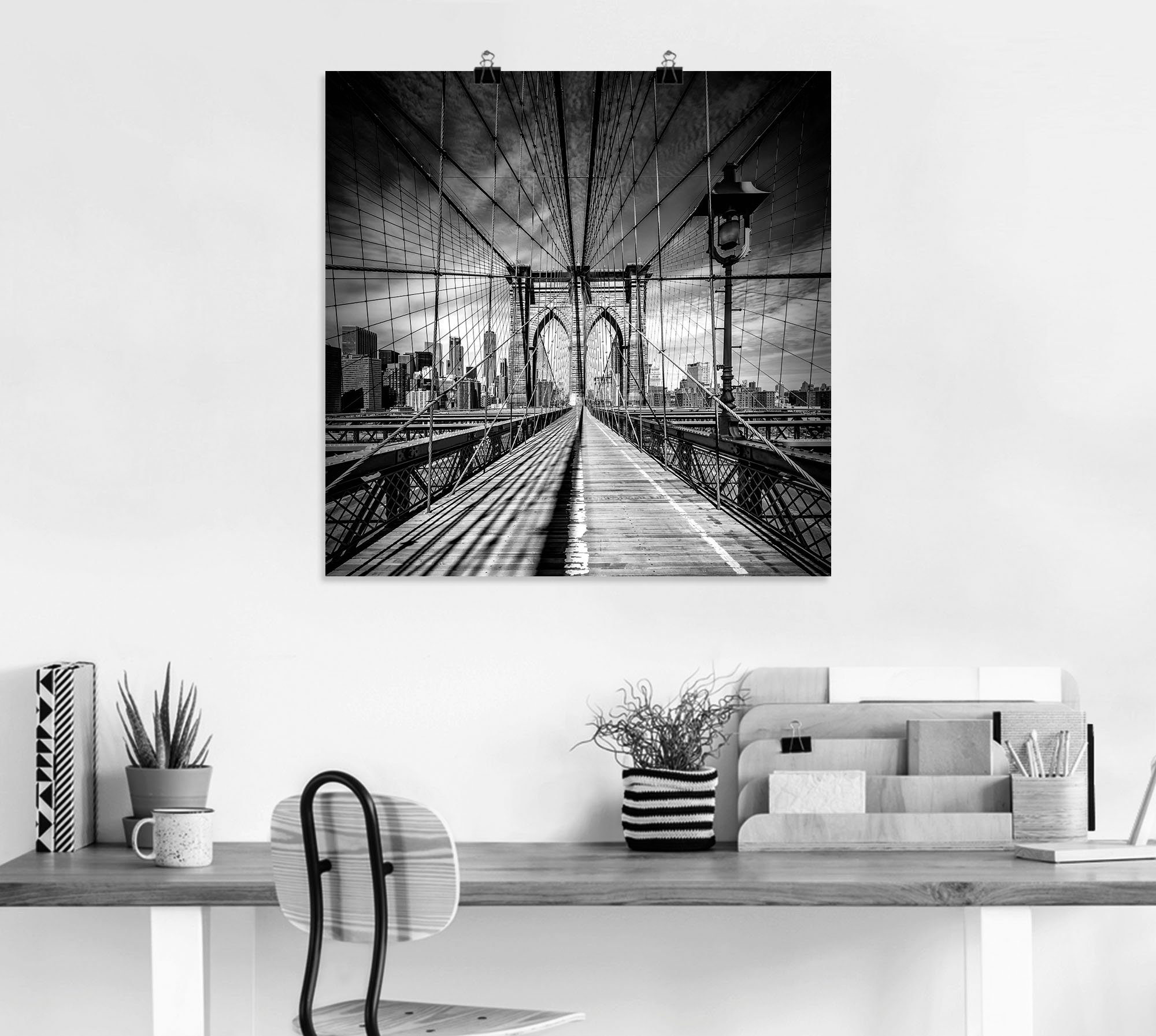 Artland Artprint New York City Brooklyn Bridge als artprint van aluminium, artprint voor buiten, artprint op linnen, poster in verschillende maten. maten