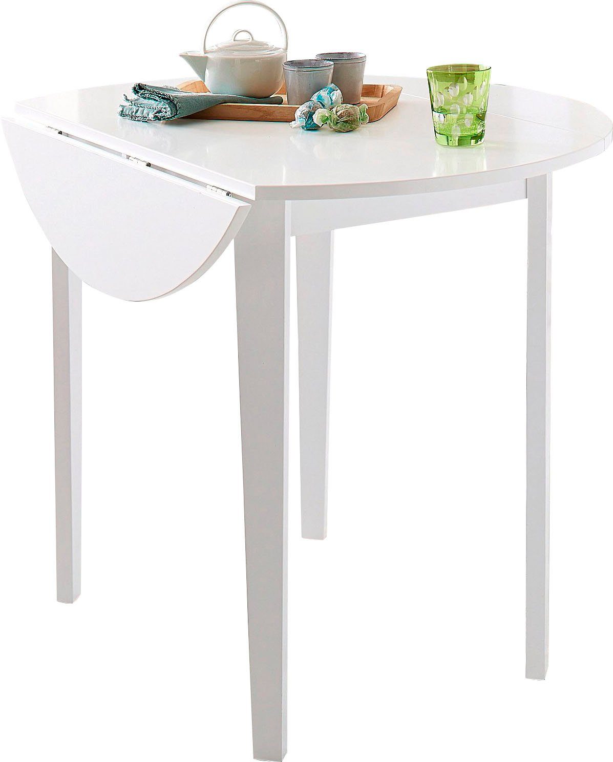 Home affaire Eettafel met neerklapbare zijstukken, in 2 kleurvarianten, hoogte 77 cm eettafels wit