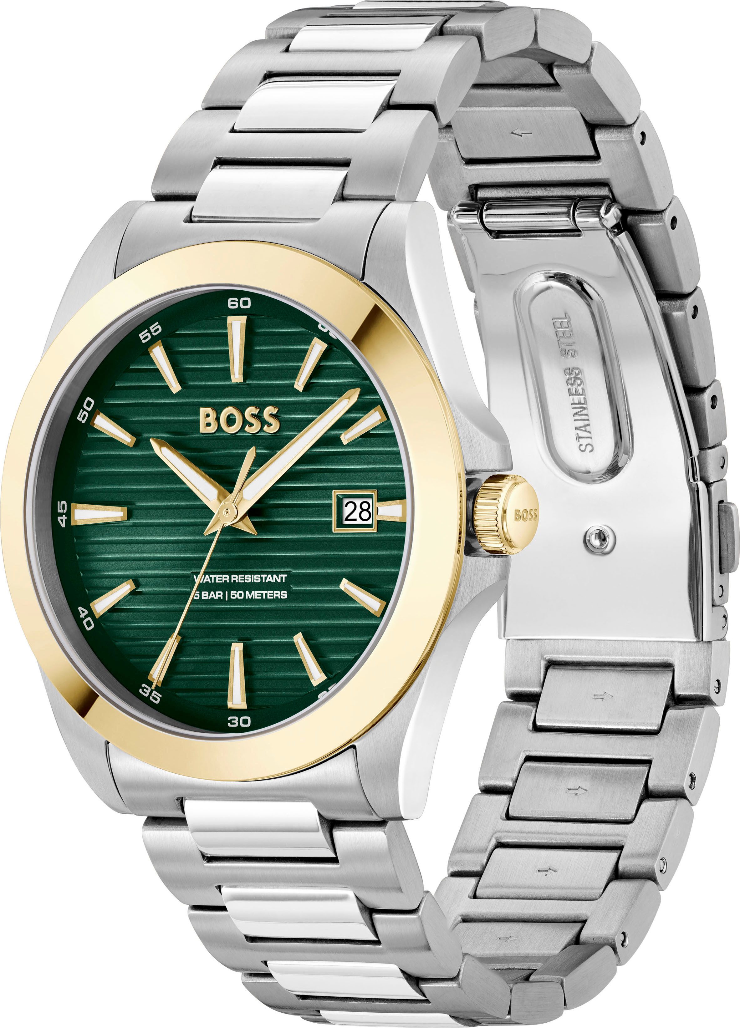 Boss Kwartshorloge Strike Horloge, dameshorloge, herenhorloge, stalen band, analoog, dag