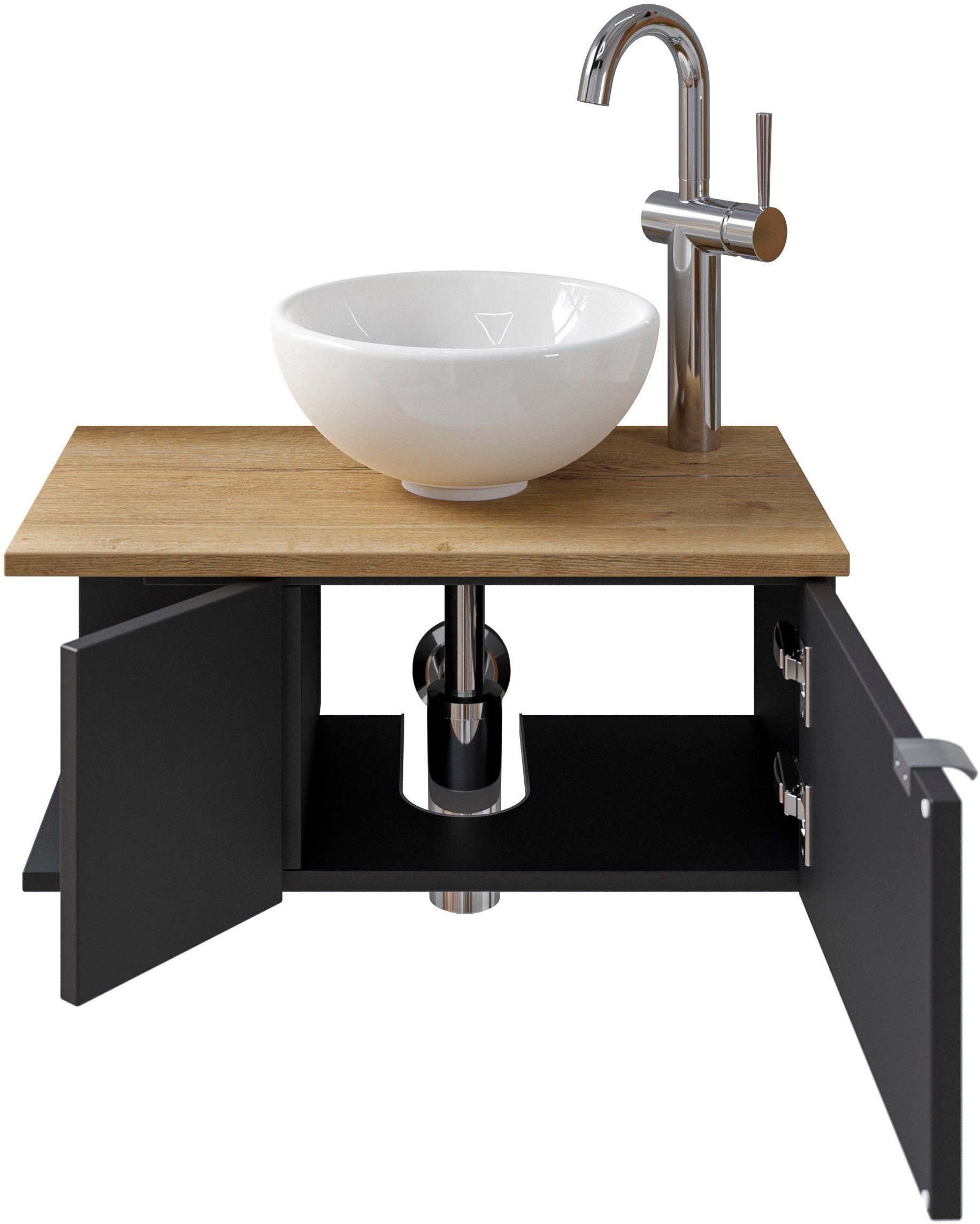 Saphir Wastafelonderkast Serie 6915 wastafel met onderkast voor gastenbadkamer, tweede toilet (3-delig)