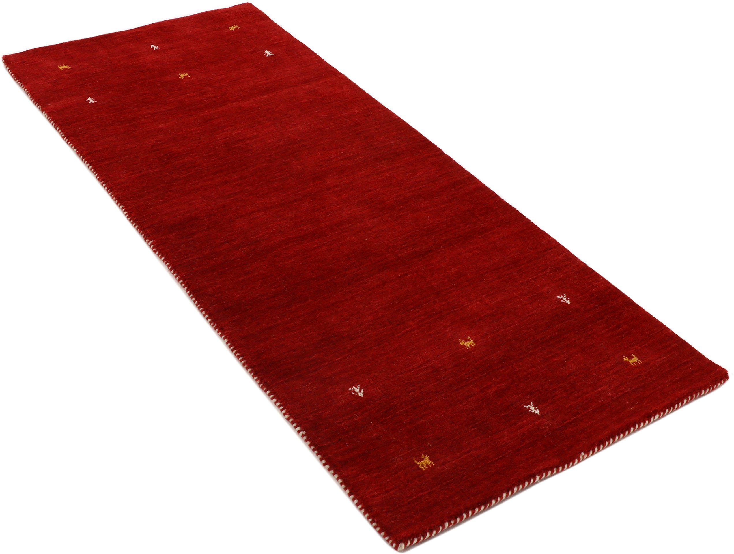 carpetfine Wollen kleed Gabbeh Uni, ook verkrijgbaar als loper en rond pure wol, handgeweven, gabbeh loom dierenmotief, grote kleurkeuze