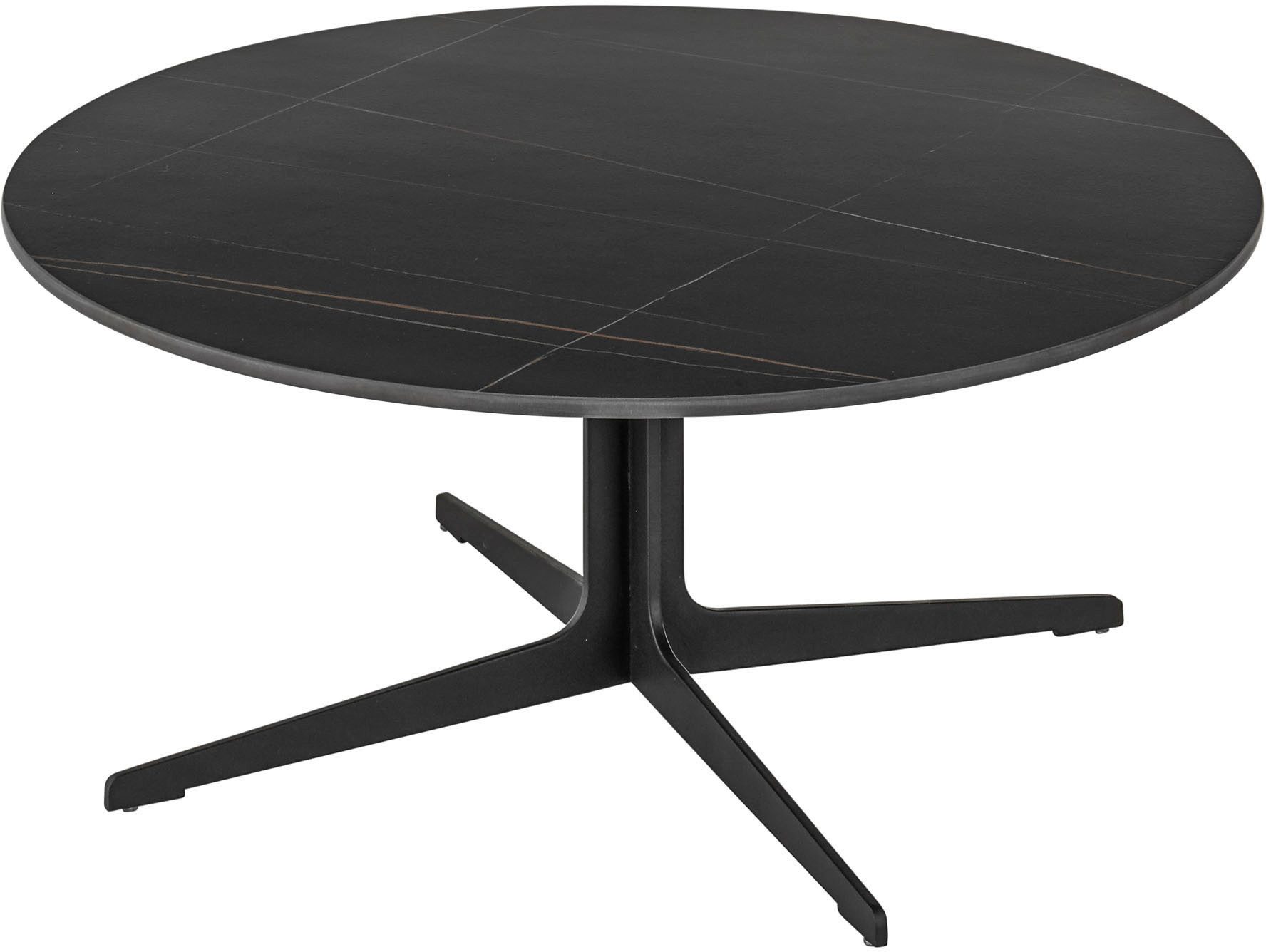 Stolkom Salontafel LENA rond zwart keramiek, tafel met zwart onderstel