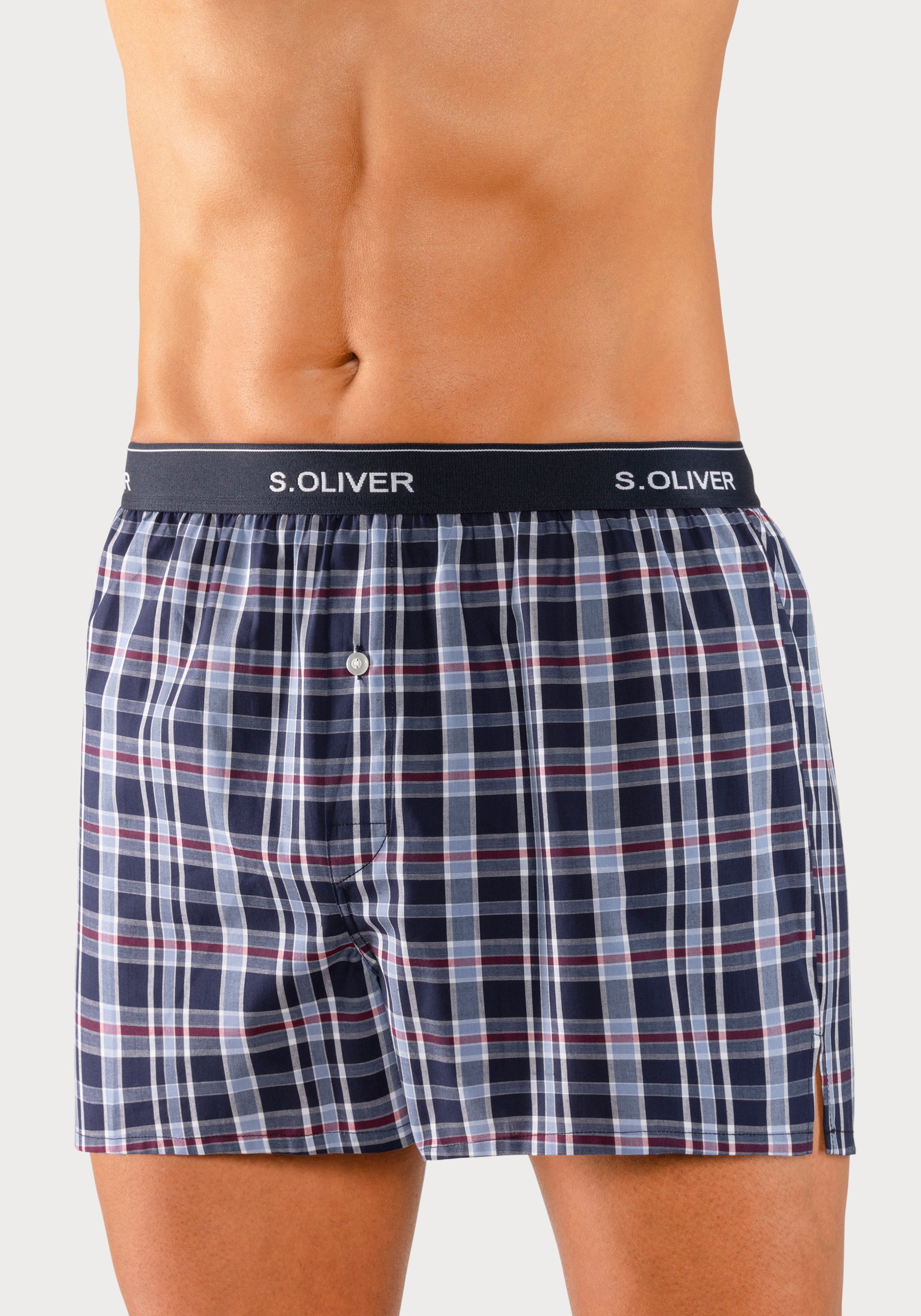 s.Oliver RED LABEL Beachwear Geweven boxershort weefband met logo (set 2 stuks)