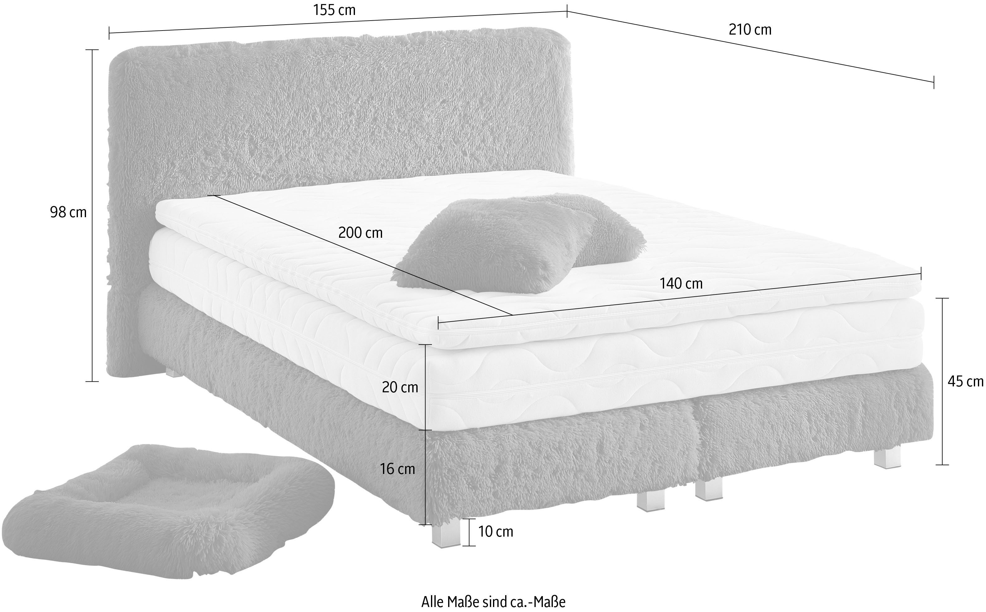 Westfalia Polsterbetten Boxspring Nara van faux-bont, verkrijgbaar in h2, h3 & h4