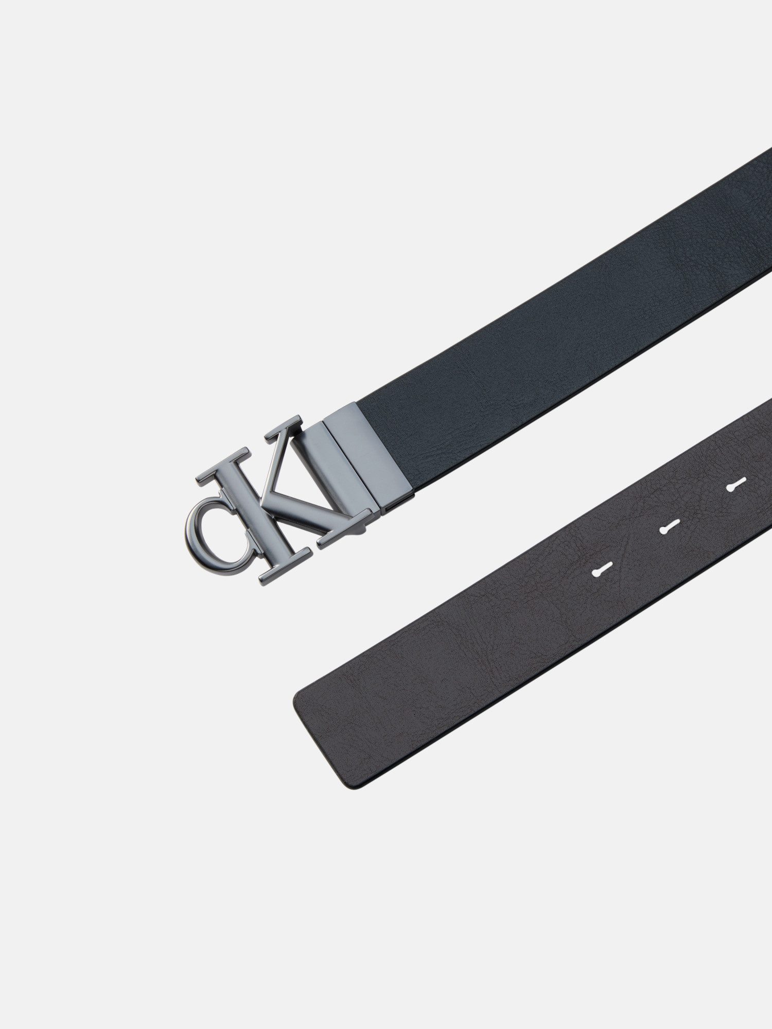 Calvin Klein Leren riem MNGRM PLQ BCKL 35MM