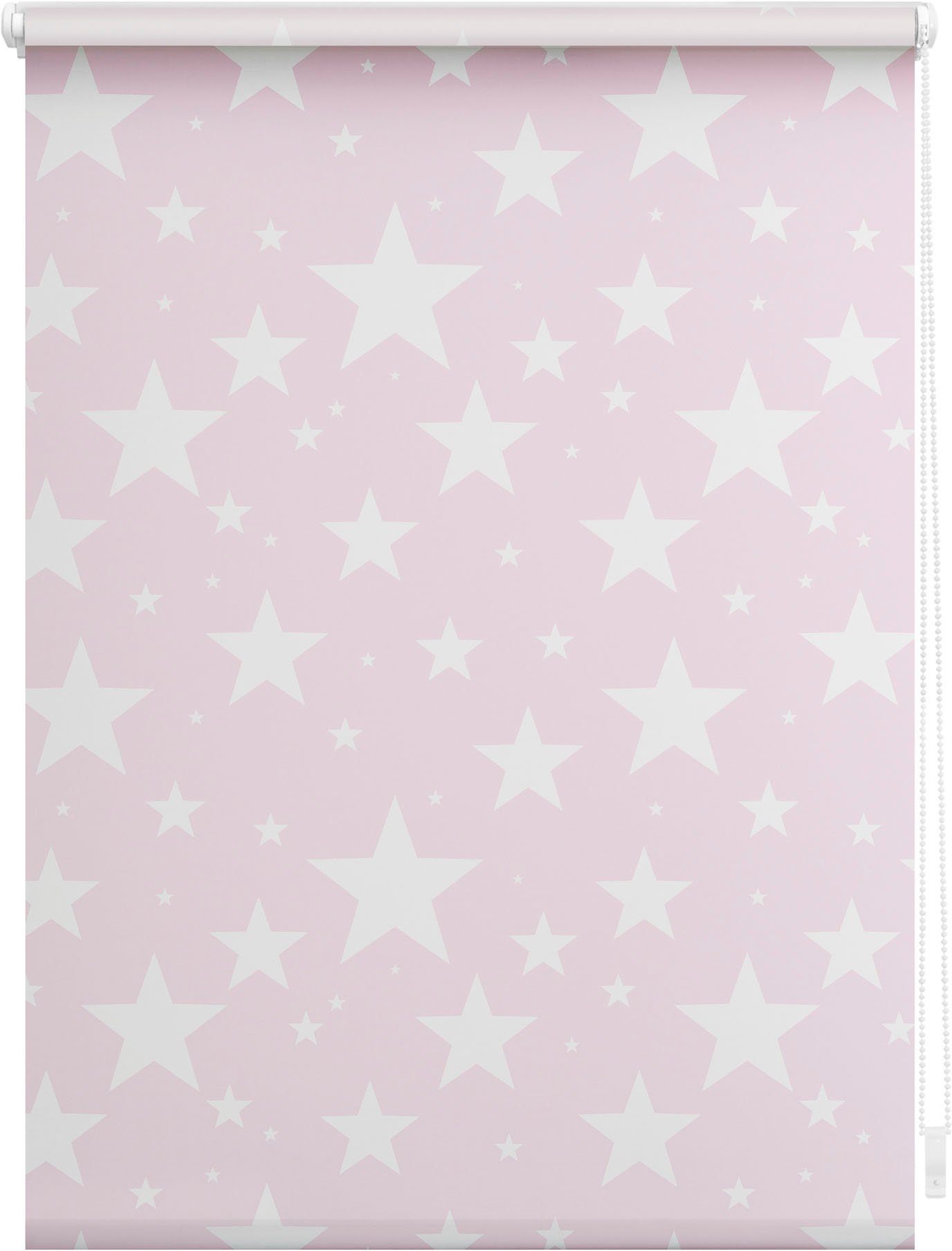 LICHTBLICK Rolgordijn met zijbediening Rolgordijn Klemmfix, zonder boren, ondoorzichtig, sterren (1 stuk) rolgordijnen maat 45 cm x 150 cm roze