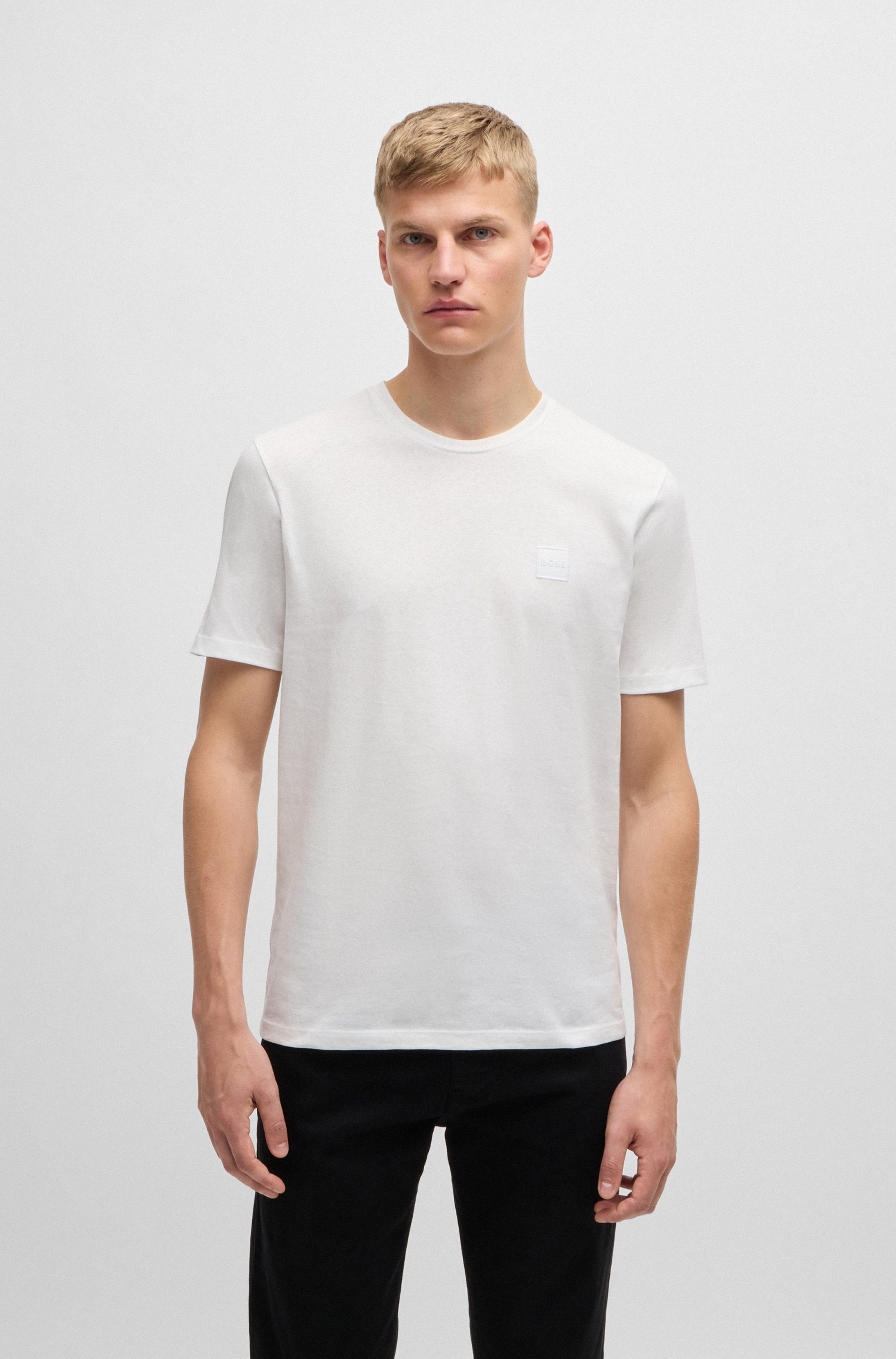Boss Orange T-shirt Tales met boss-borduursel op de borst