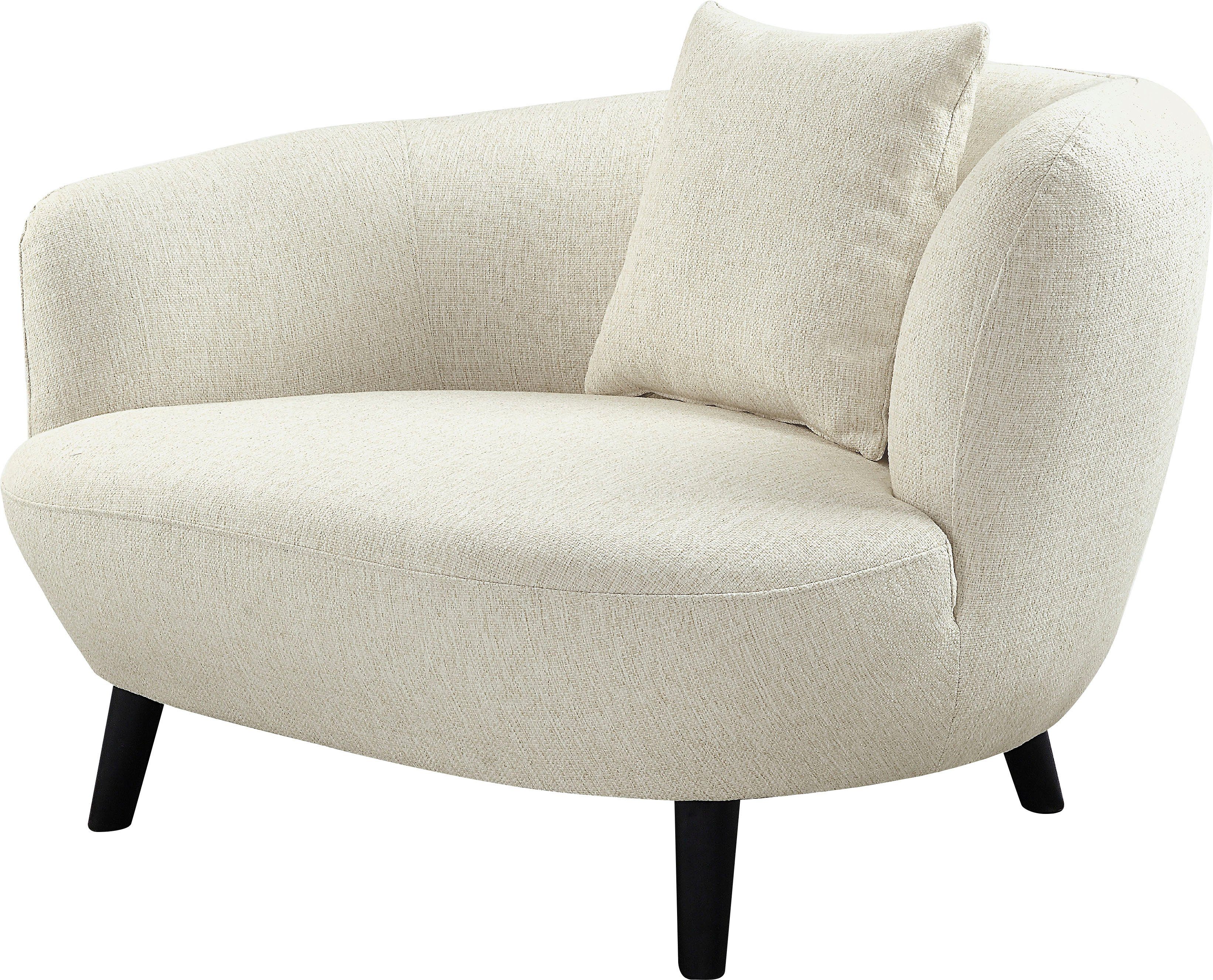 ATLANTIC home collection Loungestoel Olivia XXL-fauteuil, niermodel-fauteuil met sierkussen overtrokken met de originele stof