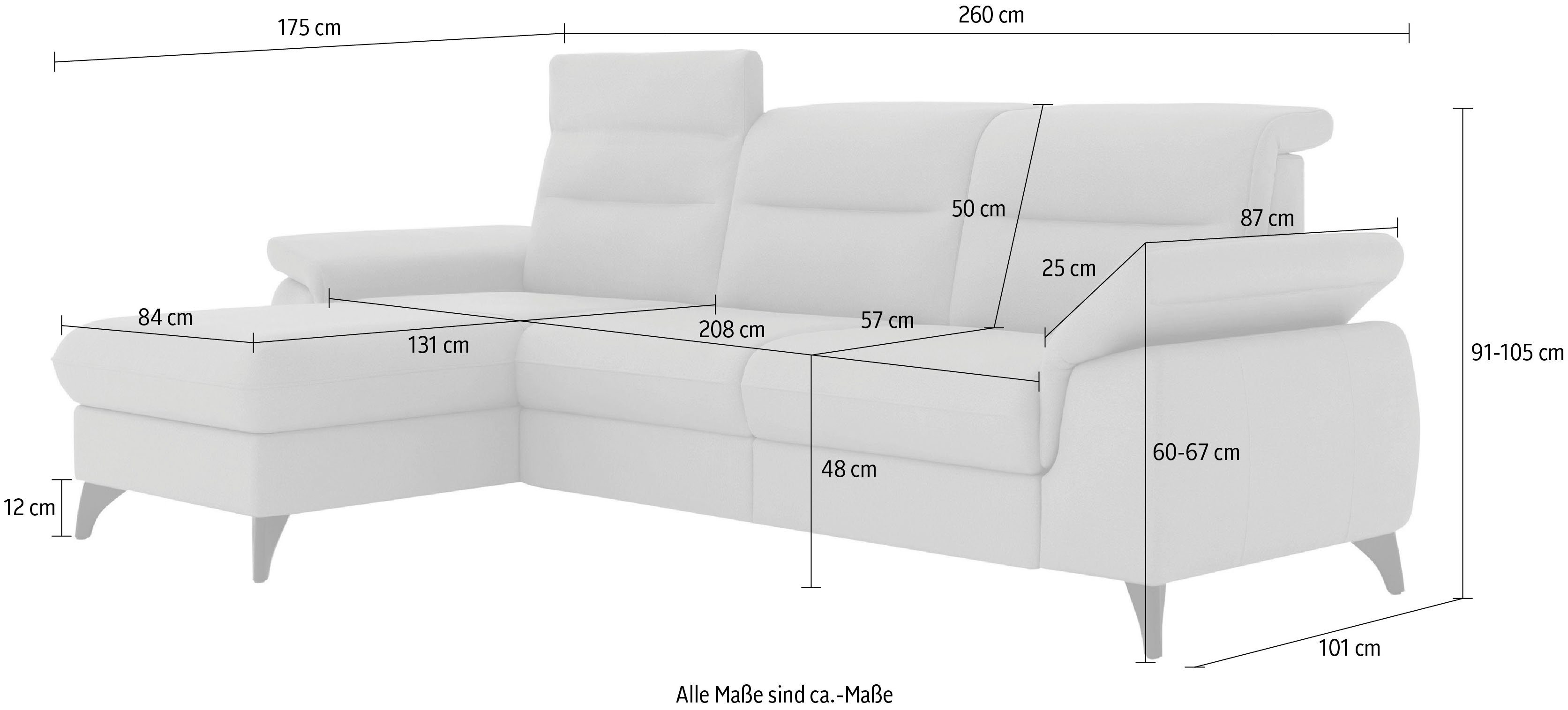 sit&more Hoekbank Astoria L-vorm naar keuze met motorische relaxfunctie