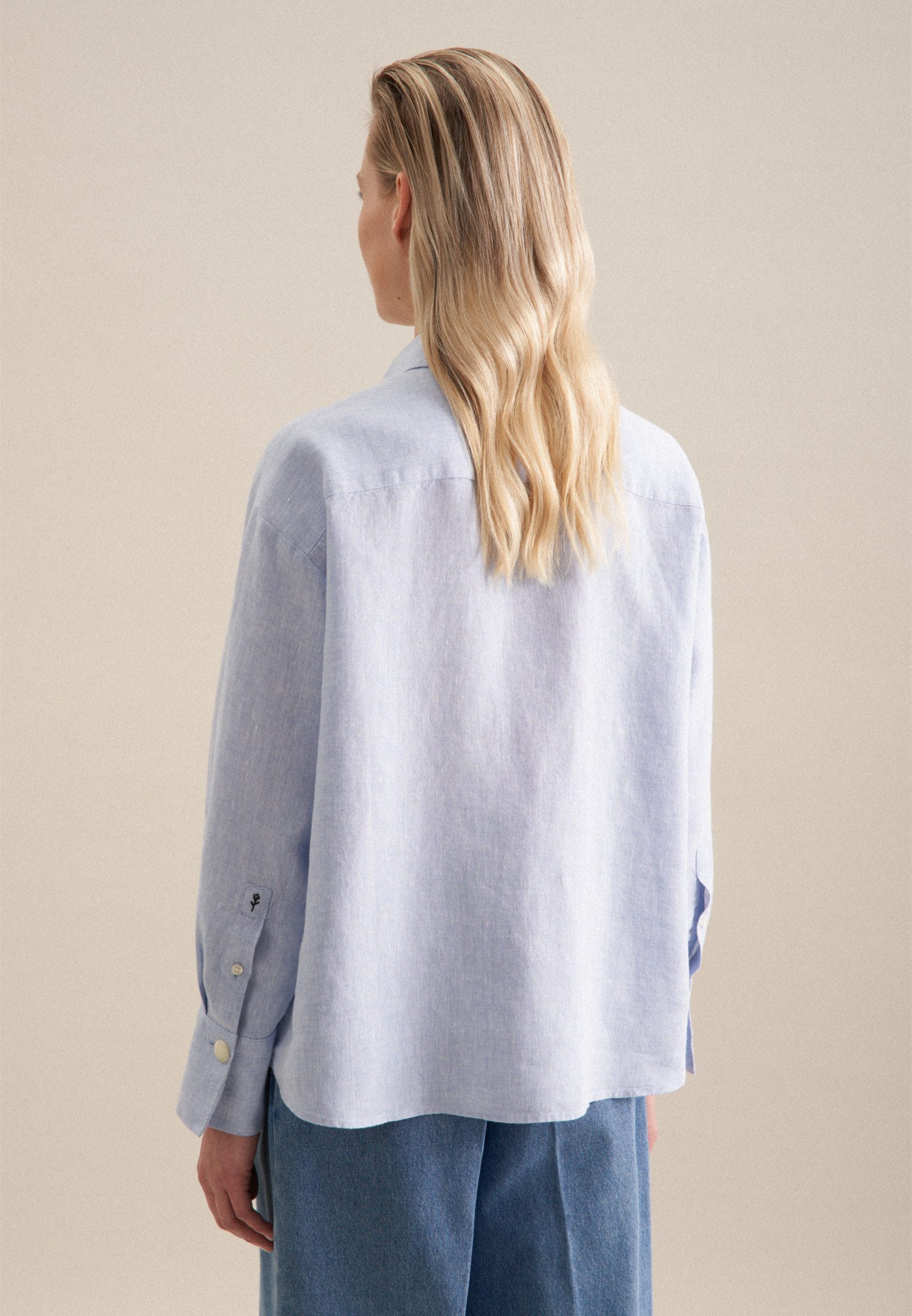 seidensticker Overhemdblouse Zwarte roos Lange mouwen kraag uni