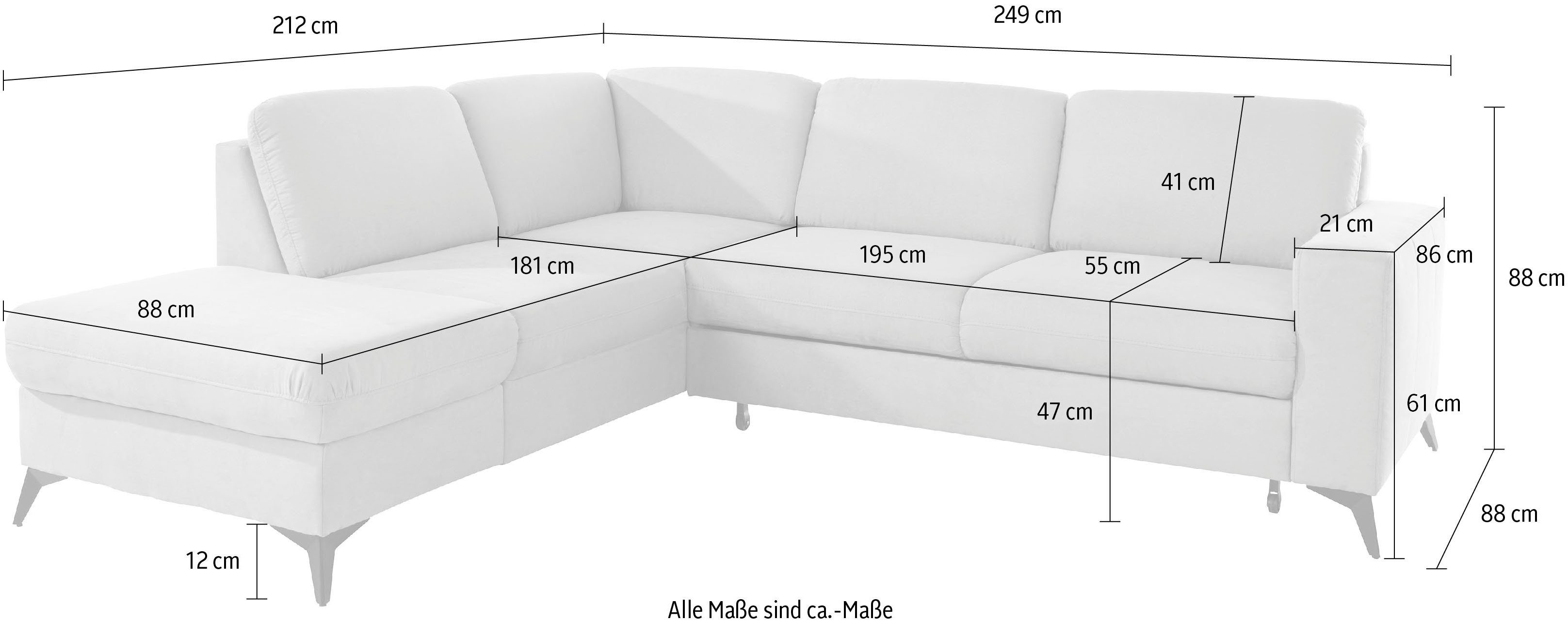 Places of Style Hoekbank Lolland L-vorm Naar keuze met slaapfunctie en bergruimte, ook met afwasbare bekleding