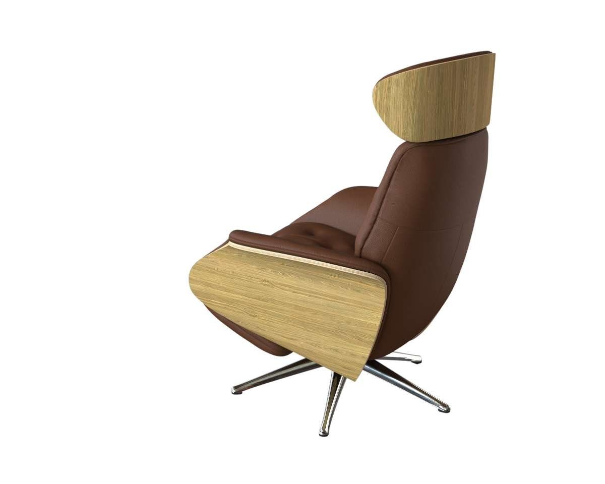FLEXLUX Relaxfauteuil Volden praktische elektrische fauteuil Maat M, elektrische rug- en voetensteun, accu, armleuning Eiken, aluminium voet
