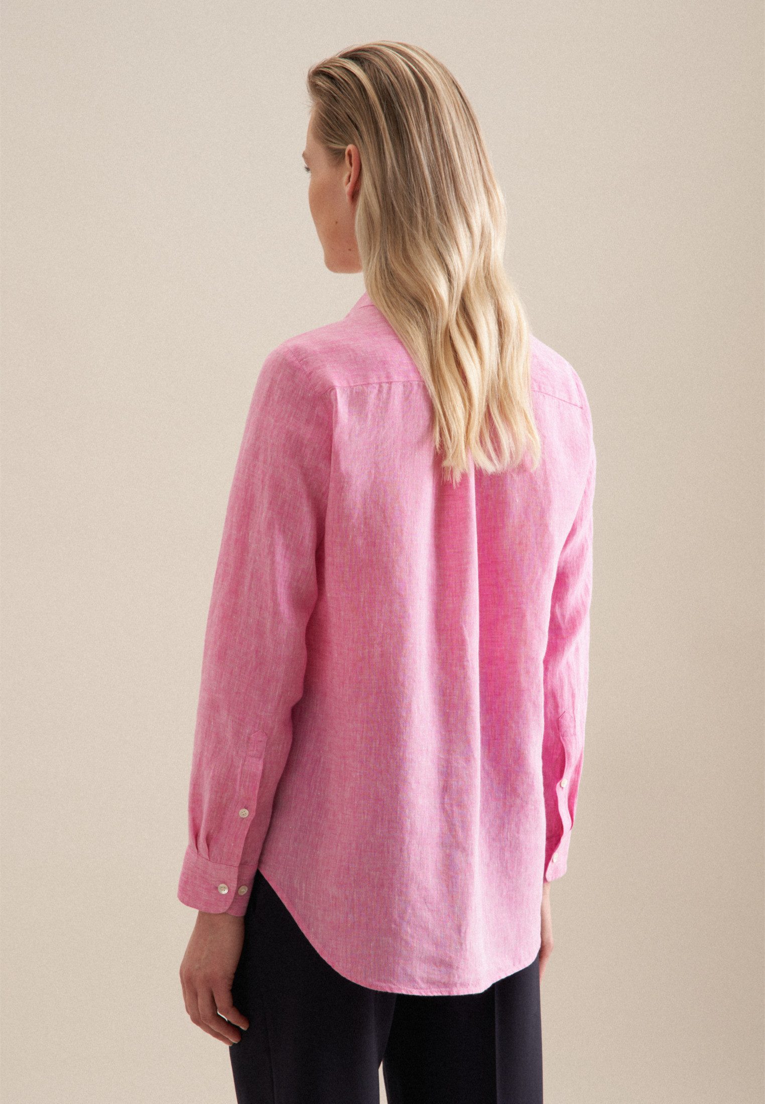 seidensticker Overhemdblouse Zwarte roos Lange mouwen kraag garenverver