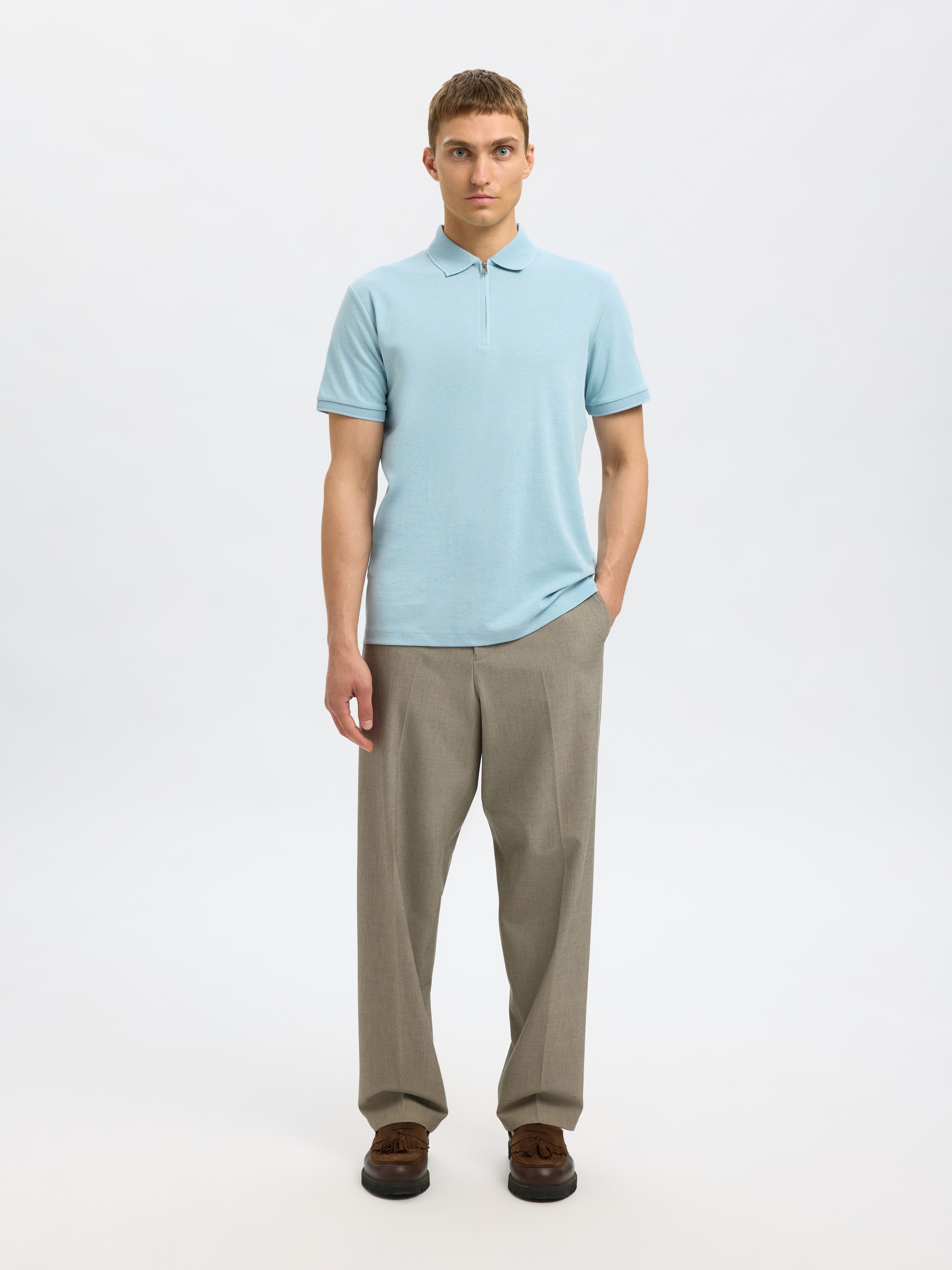 SELECTED HOMME Poloshirt SLHFAVE ZIP SS POLO NOOS