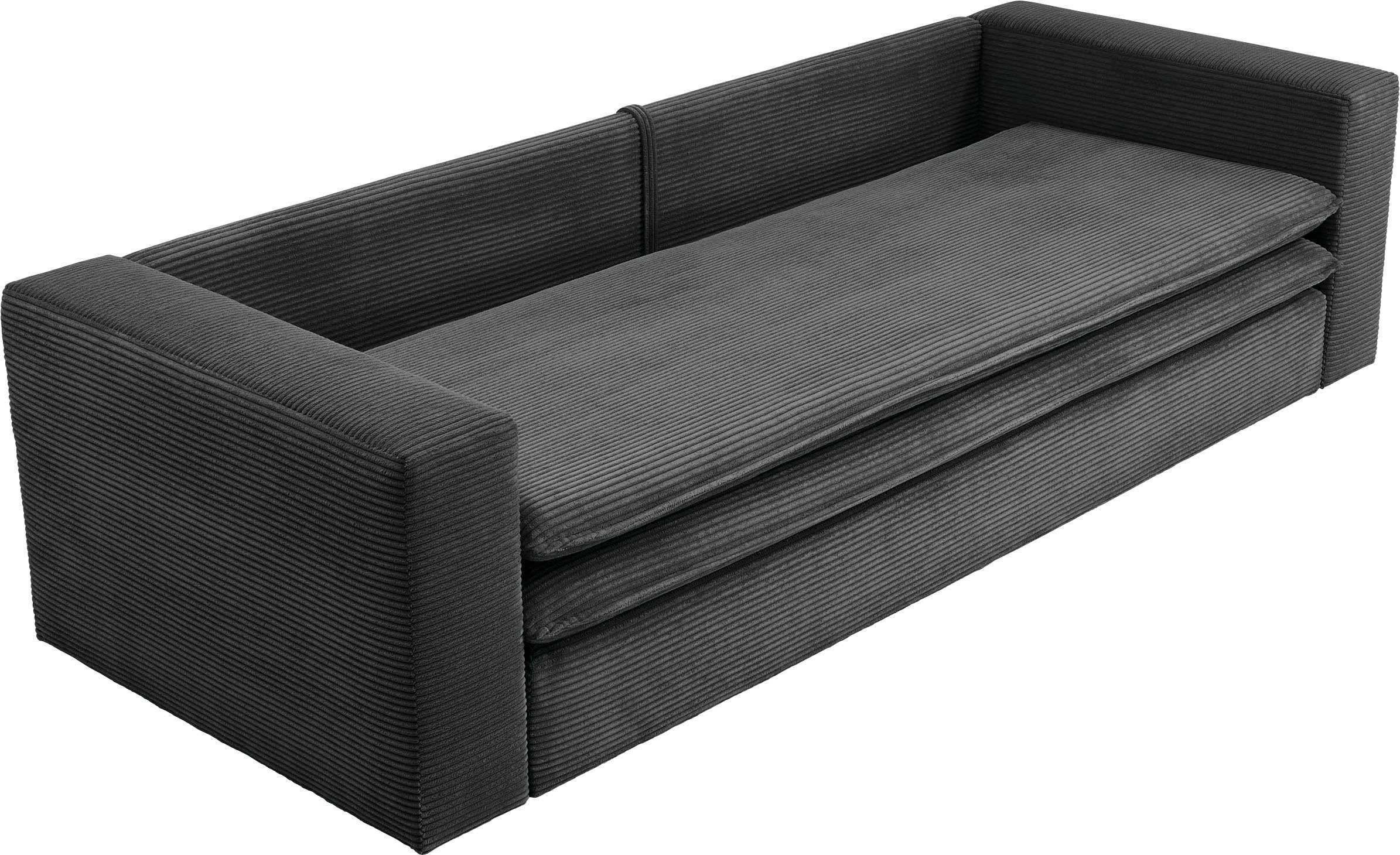 Places of Style 3-zitsbank PIAGGE Cord-bekleding - met slaapfunctie en bedkist, met praktische topmatras