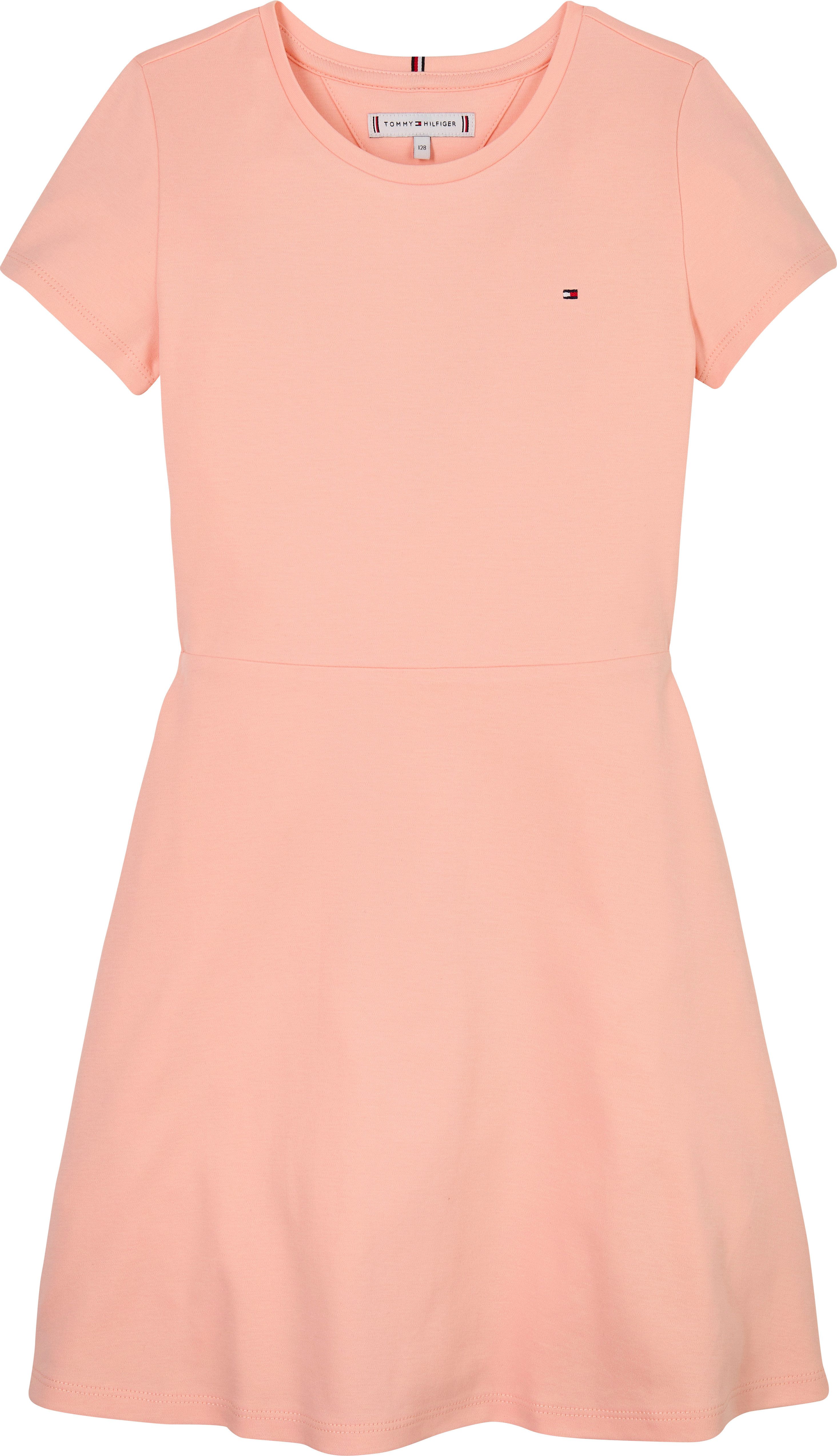 Tommy Hilfiger Skaterjurk ESSENTIAL SKATER DRESS SS met zwijgende rok, met logo-borduursel
