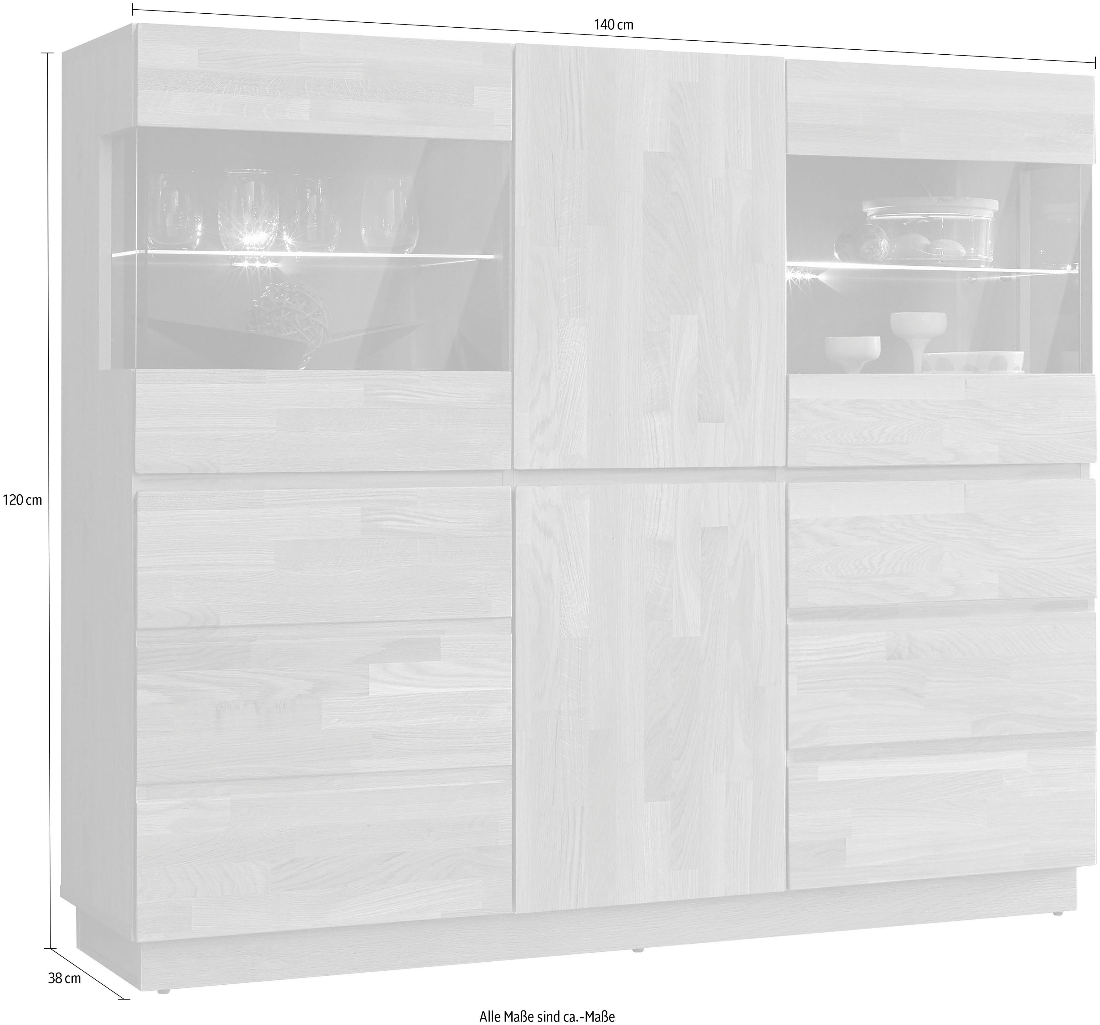 Home affaire Highboard Laima Vitrine, breedte 140 cm