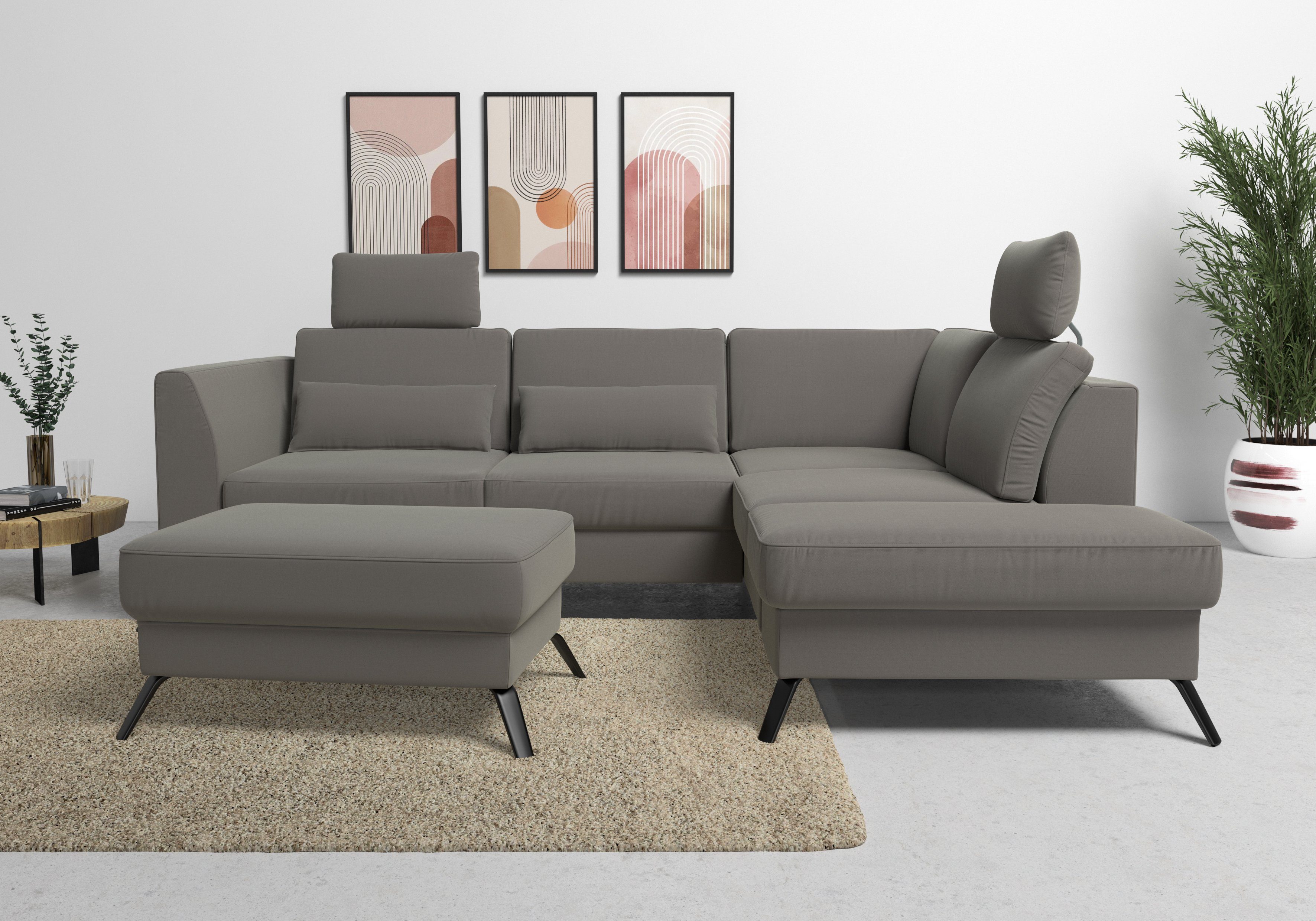 sit&more Hoekbank Olsen L-vorm inclusief zitdiepteverstelling, naar keuze met slaapfunctie, 15 cm hoog