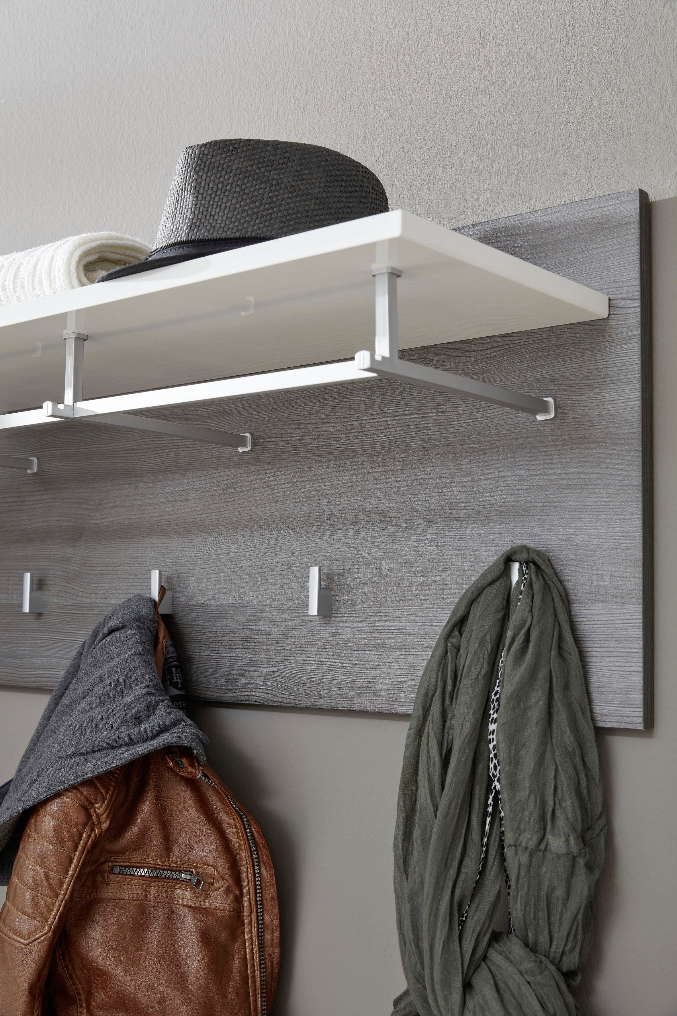 INOSIGN Kapstokpaneel Sovana Wandpaneel met hoedenplank, kledingstang en 4 haken (1 stuk)