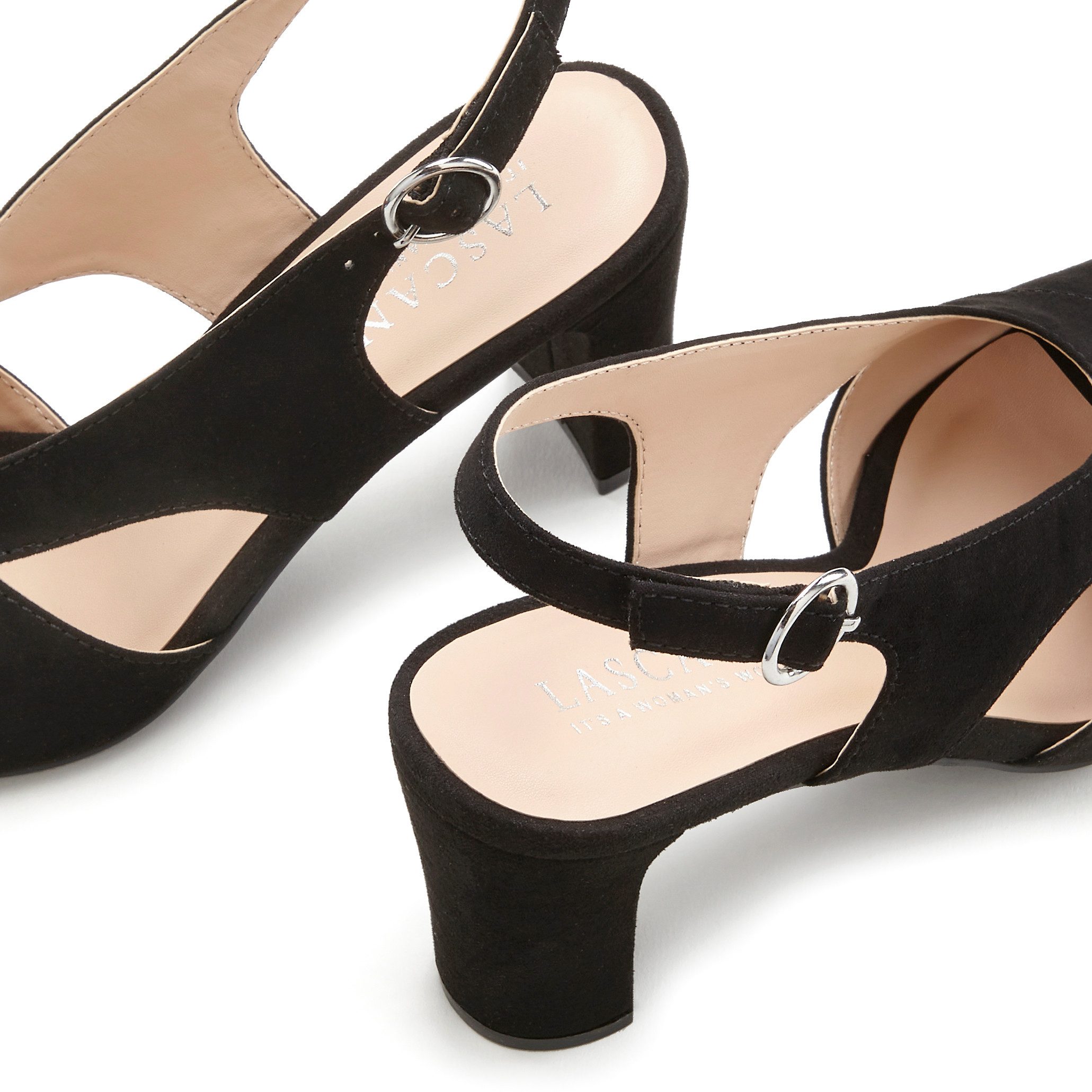 Lascana Sandaaltjes Sling-sandalette, sandaal, zomerschoen, met verfijnde uitsnede van faux-suede vegan