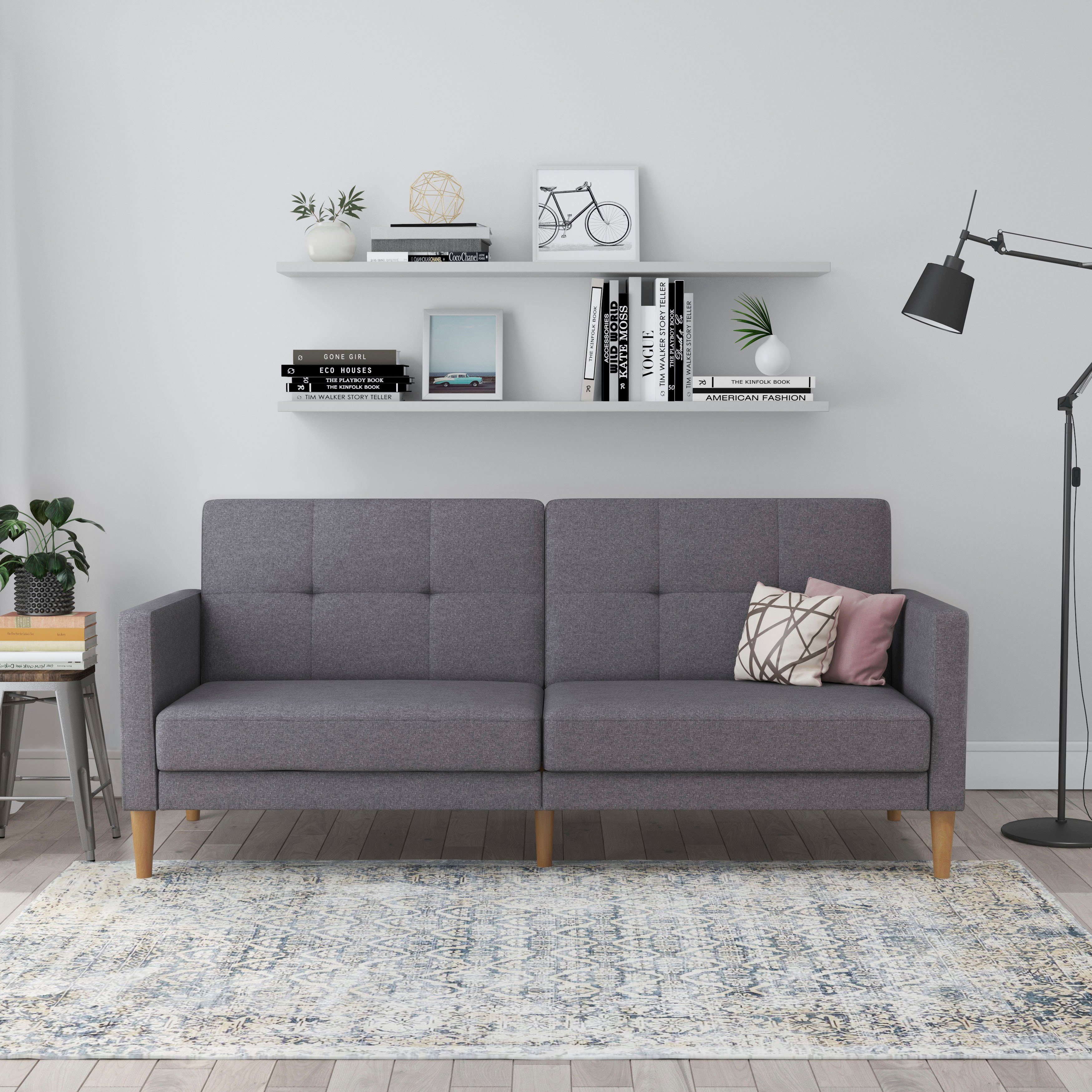 Dorel Home 3-zitsbank Lilly Bedfunctie, rugleuning 3-voudig verstelbaar, zithoogte 43 cm , 3-zitsbanken